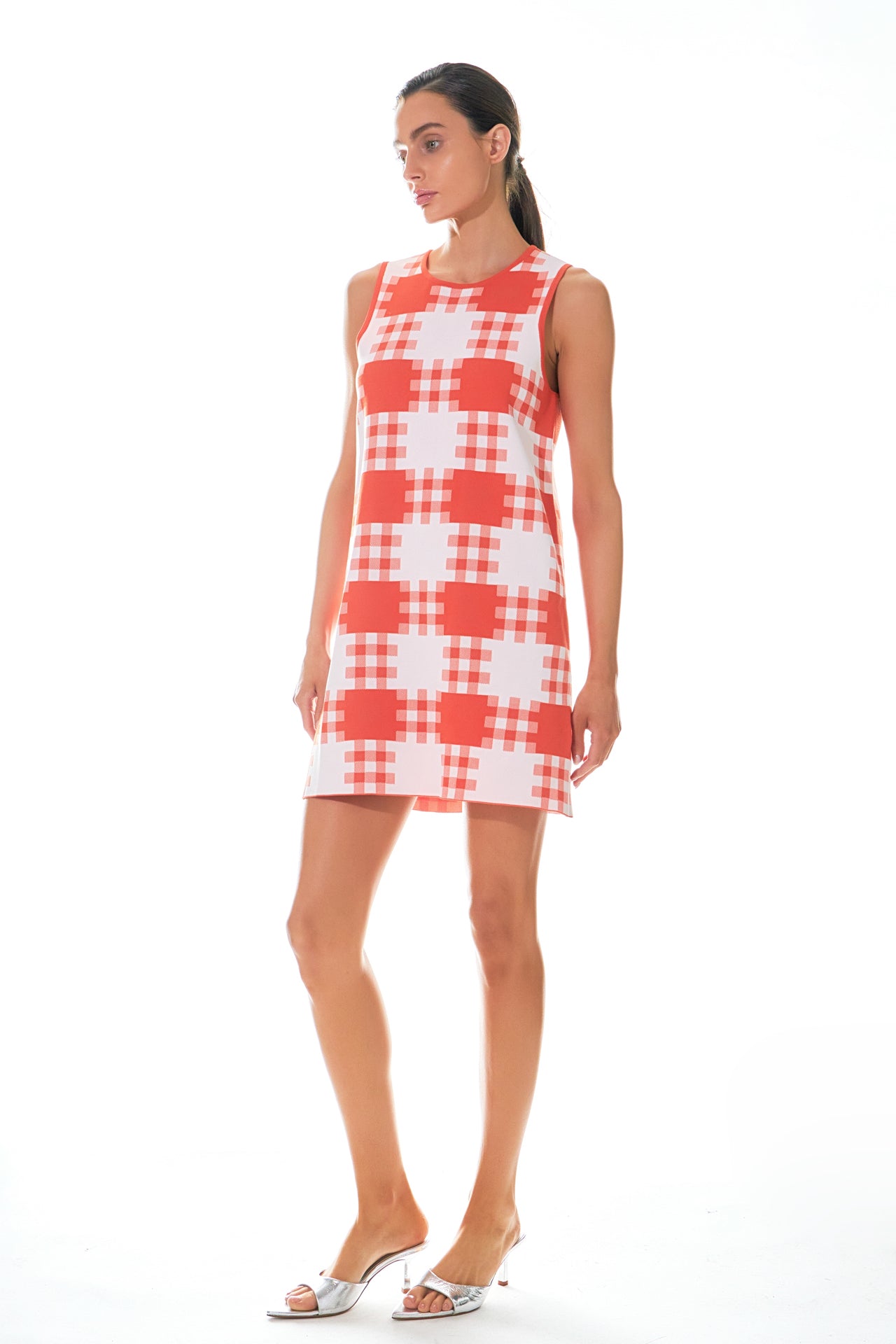 GREY LAB - Gingham Check Knitted Shift Dress - DRESSES available at Objectrare
