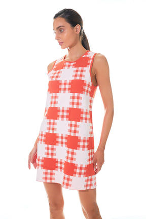 GREY LAB - Gingham Check Knitted Shift Dress - DRESSES available at Objectrare
