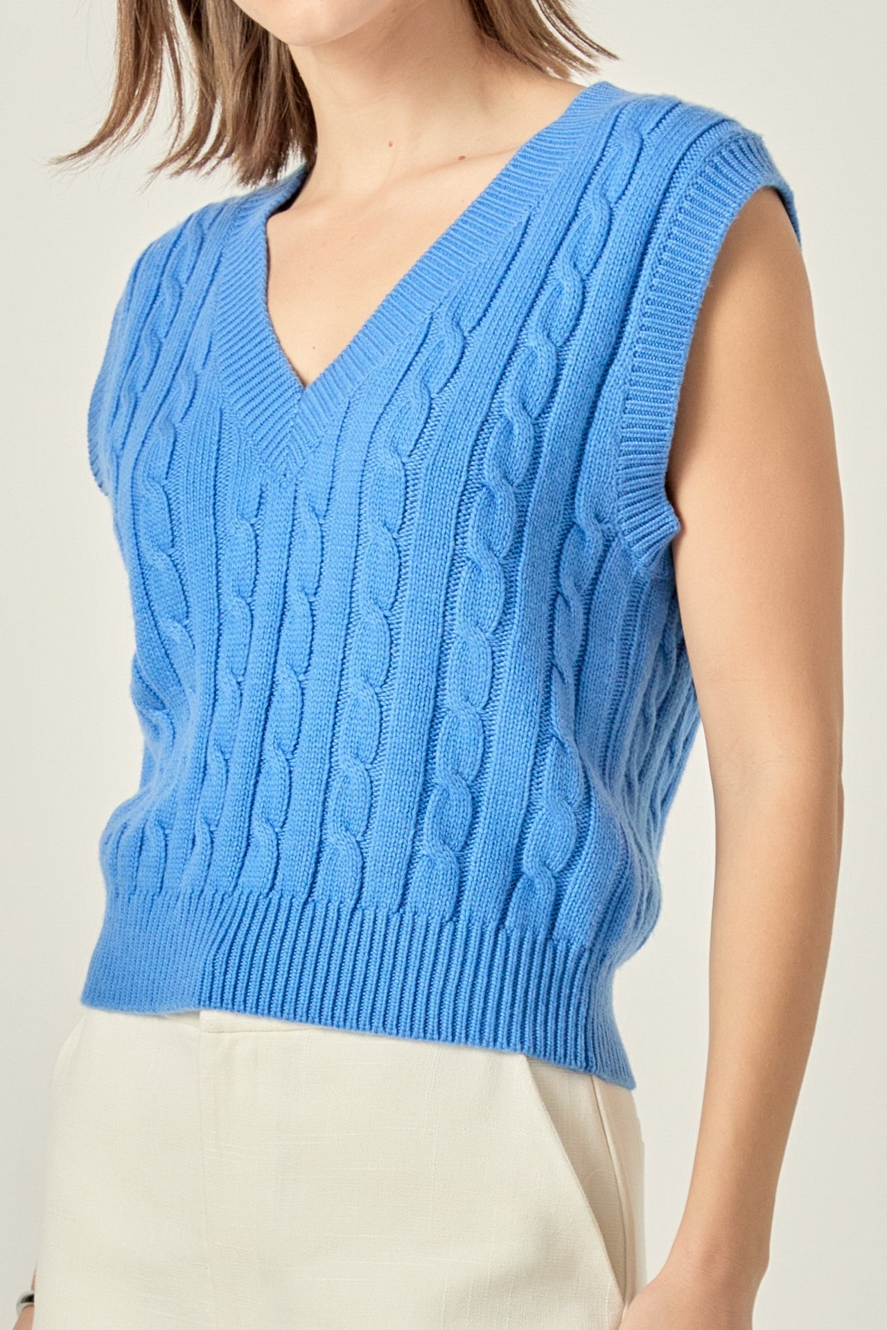 ENGLISH FACTORY - Cable Knit Chunky Vest - SWEATERS & KNITS available at Objectrare