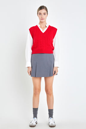 ENGLISH FACTORY - Cable Knit Chunky Vest - SWEATERS & KNITS available at Objectrare