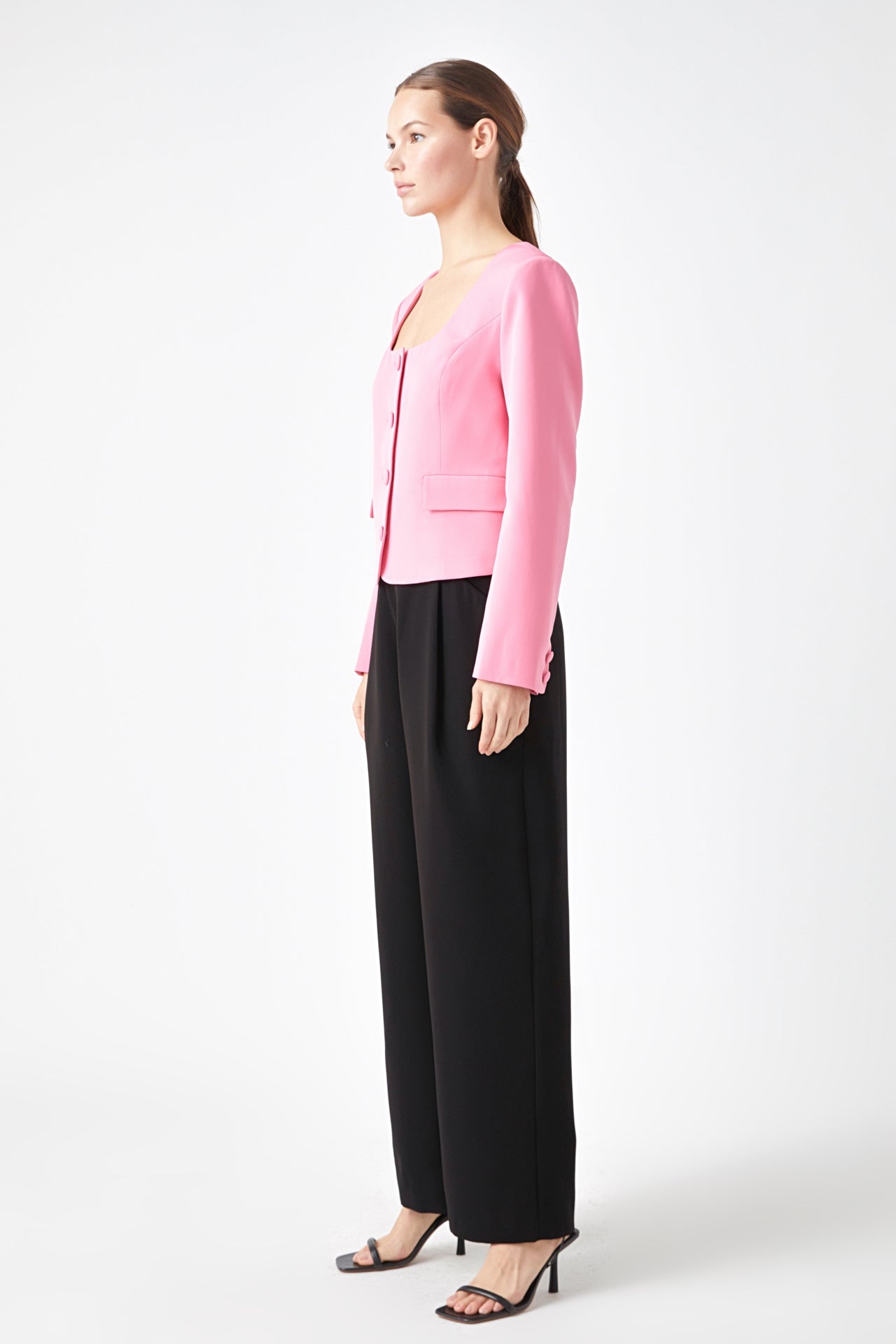 ENDLESS ROSE - Scooped U Buttoned Top - JACKETS available at Objectrare