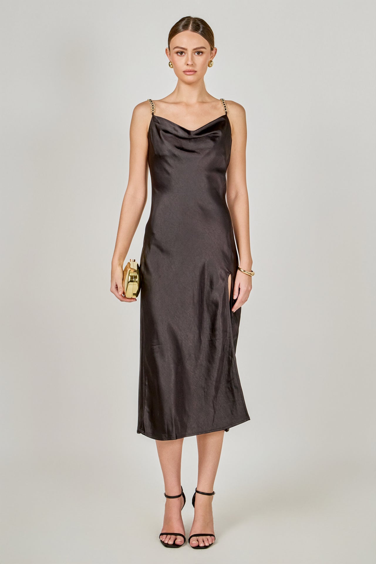sachin and babi light blue dress L224010 Striped Sequin Spaghetti Strap Fit-and-Flare Bridesmaid Dress main image 0
