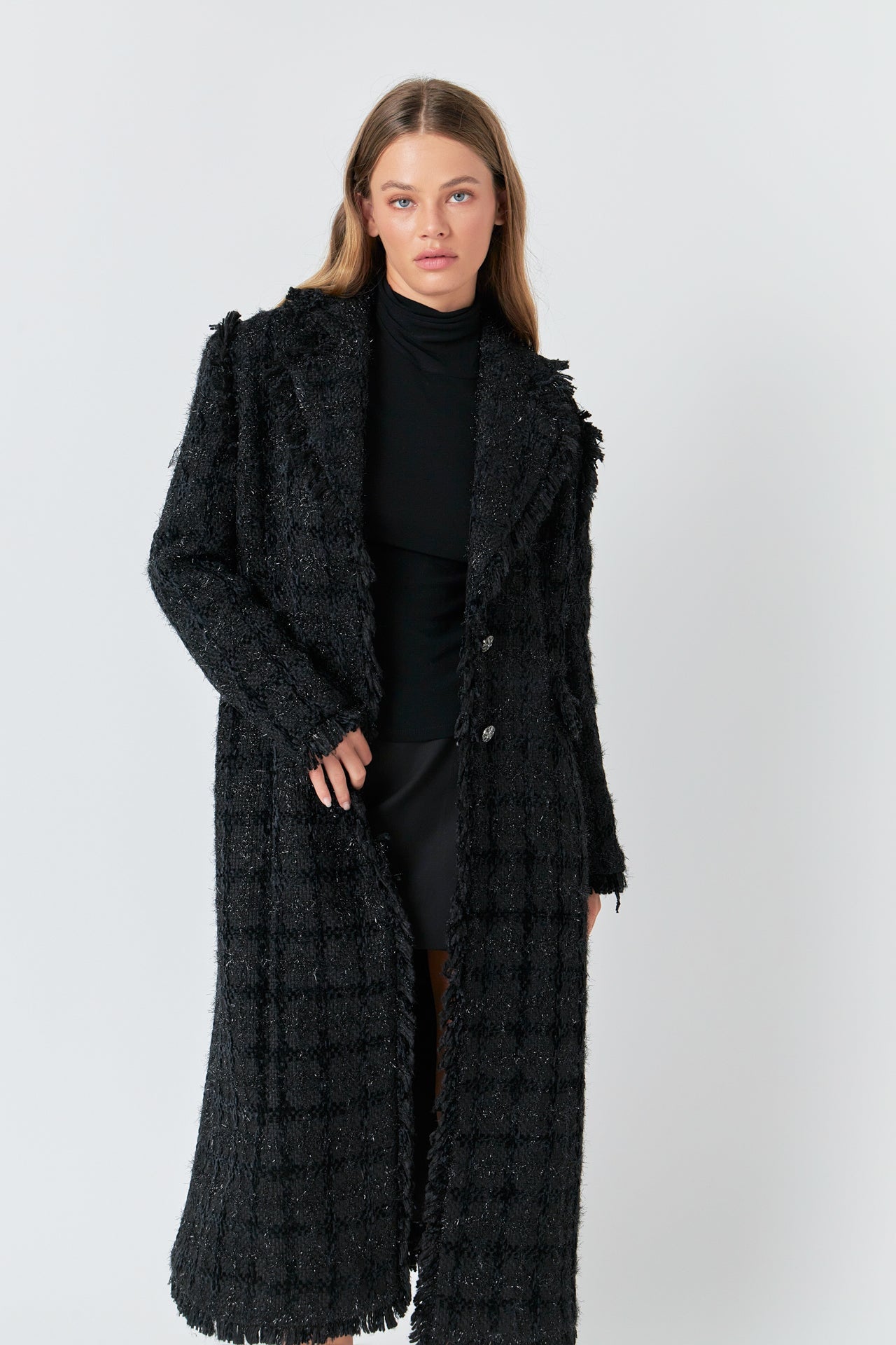 ENDLESS ROSE - Premium Long Tweed Coat - COATS available at Objectrare