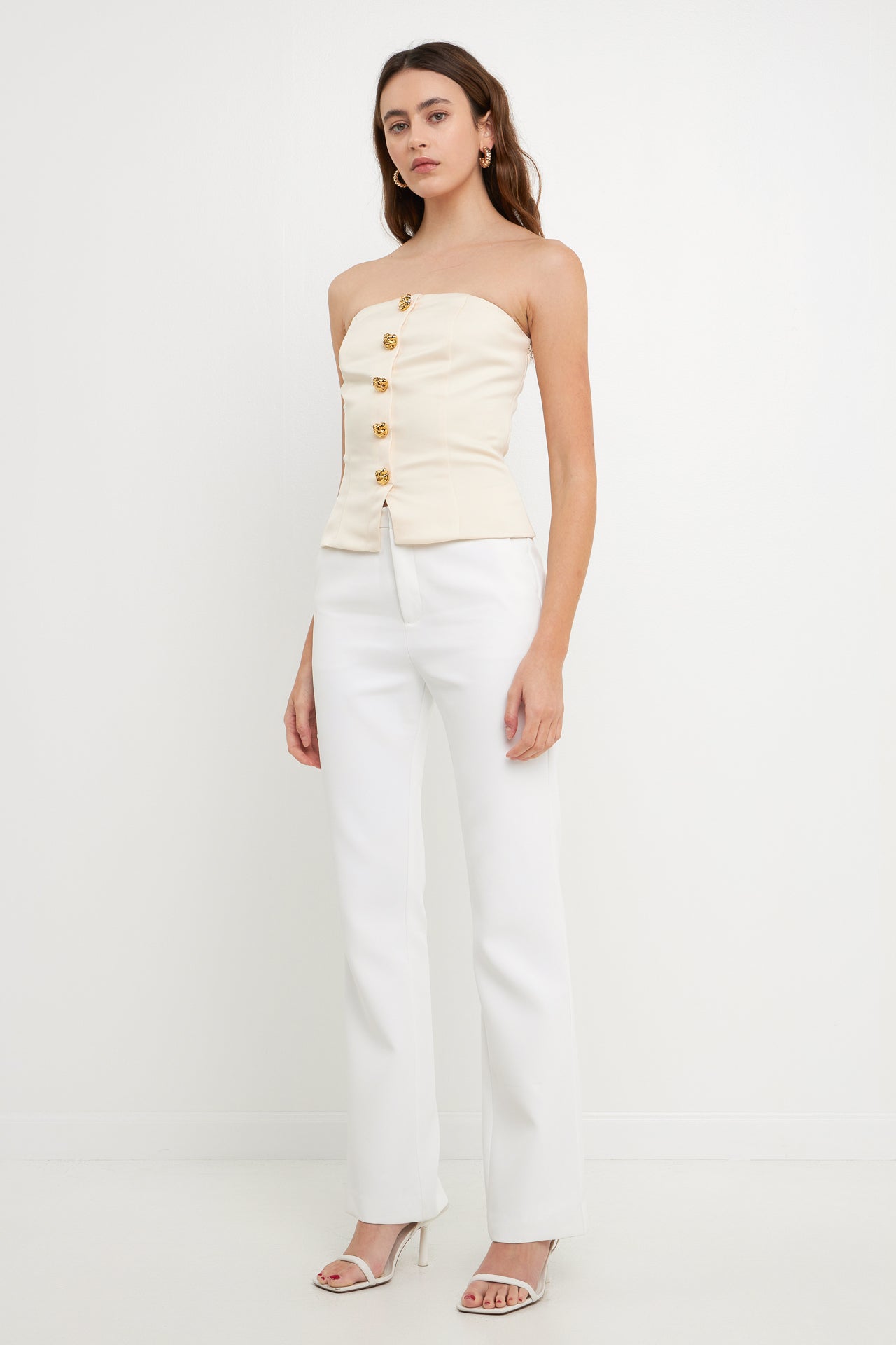 ENDLESS ROSE - Button-Up Strapless Top - TOPS available at Objectrare