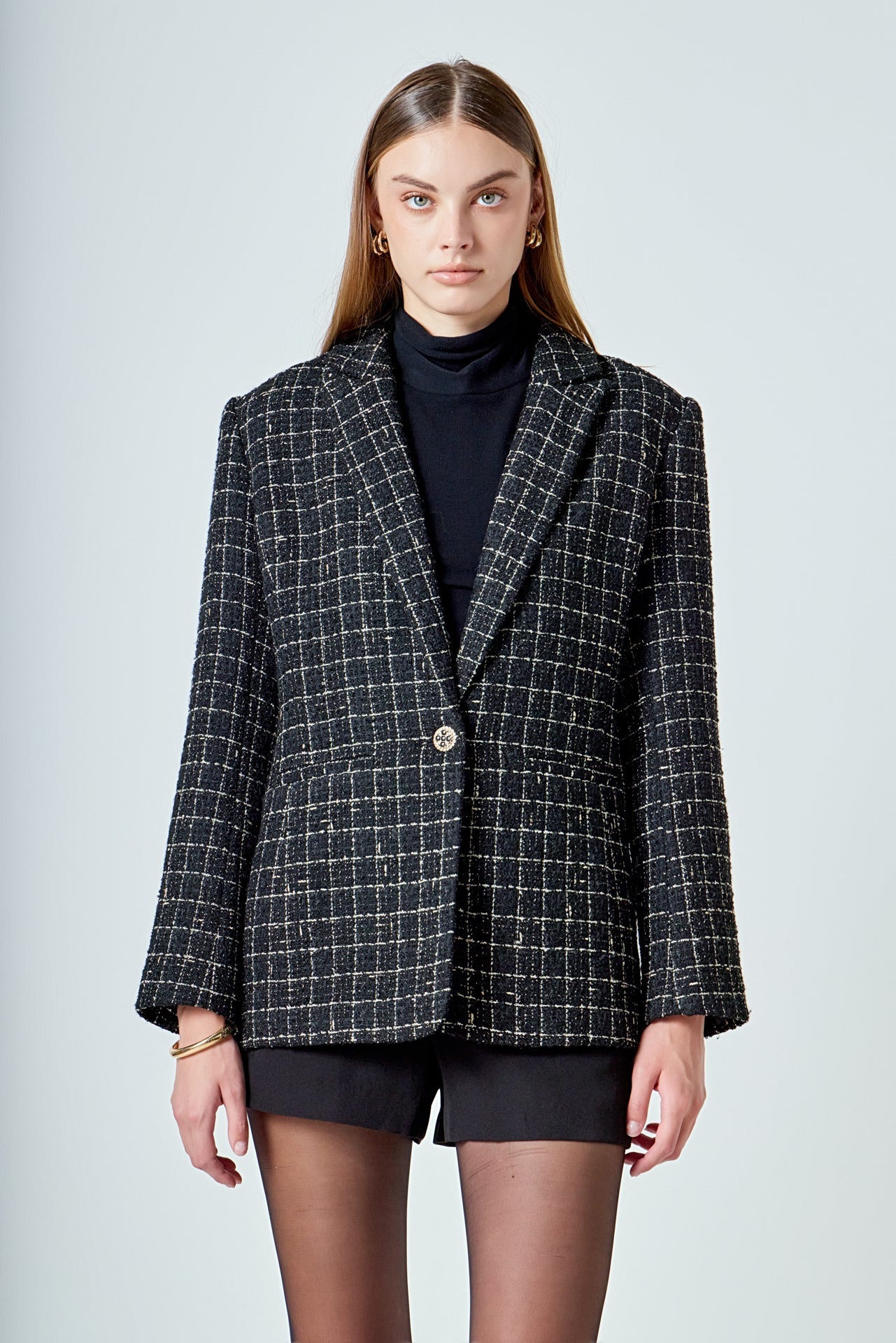 ENDLESS ROSE - Tweed Single Breasted Blazer - BLAZERS available at Objectrare