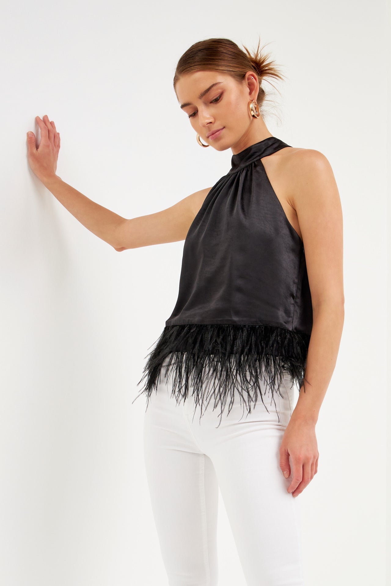 ENDLESS ROSE - Feather Trim Top - TOPS available at Objectrare