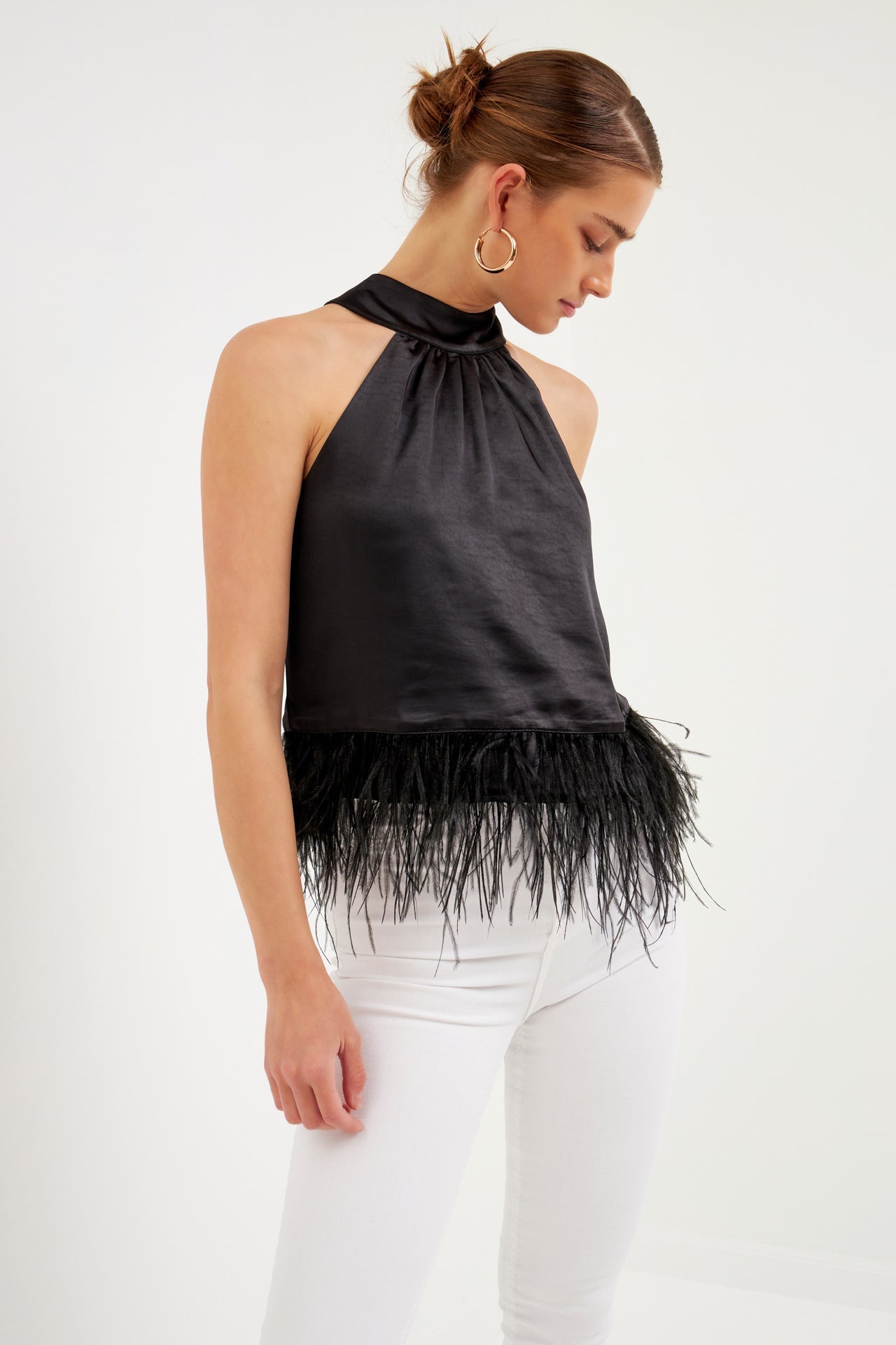 ENDLESS ROSE - Feather Trim Top - TOPS available at Objectrare