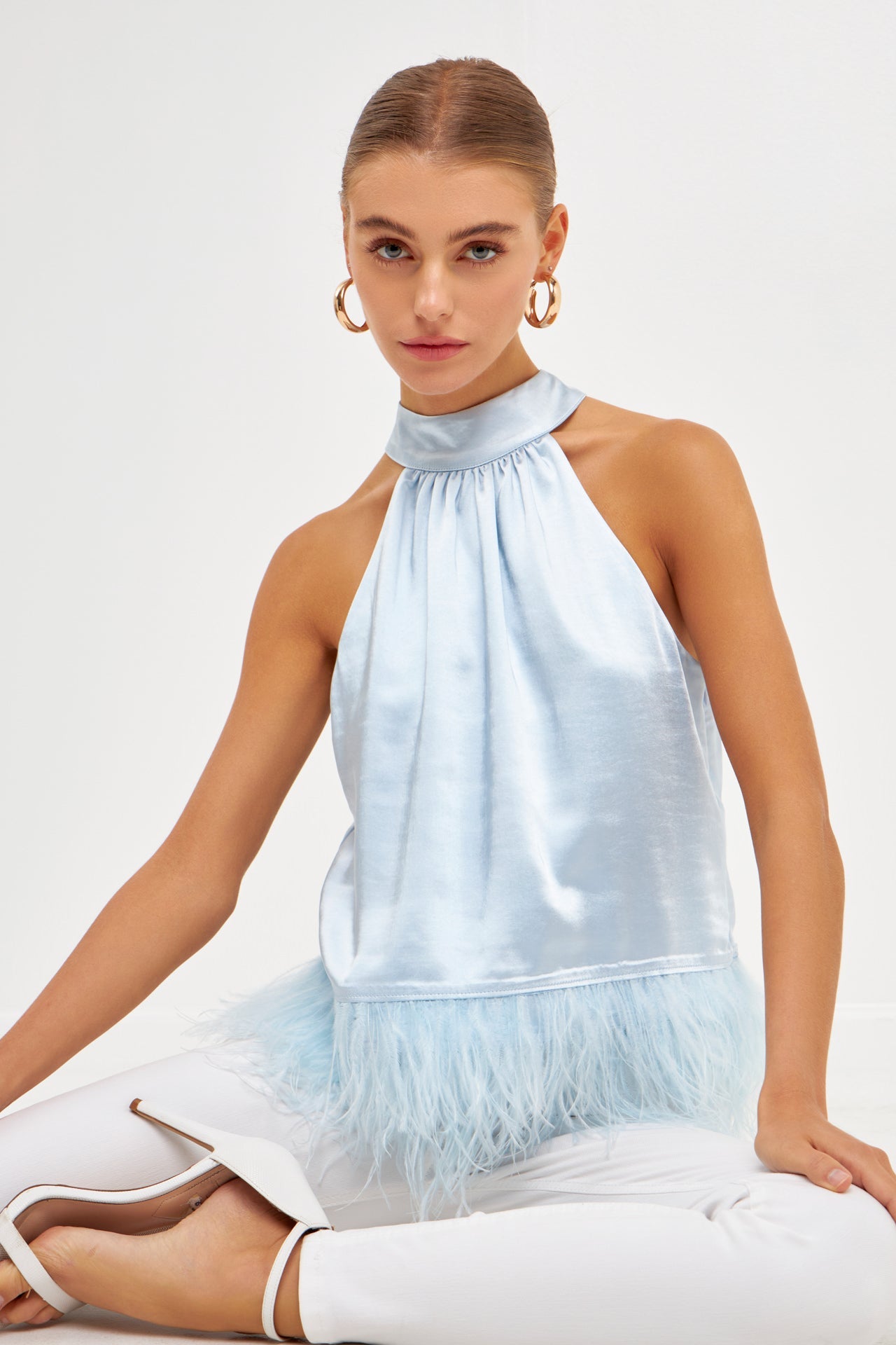 ENDLESS ROSE - Feather Trim Top - TOPS available at Objectrare