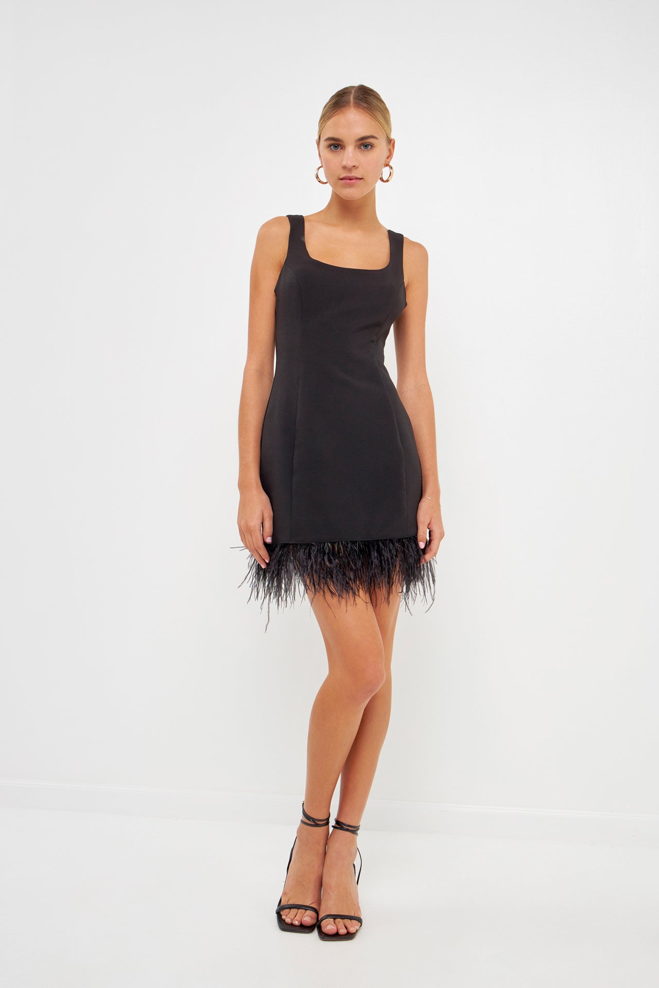 ENDLESS ROSE - Feather Trim Mini Dress - DRESSES available at Objectrare