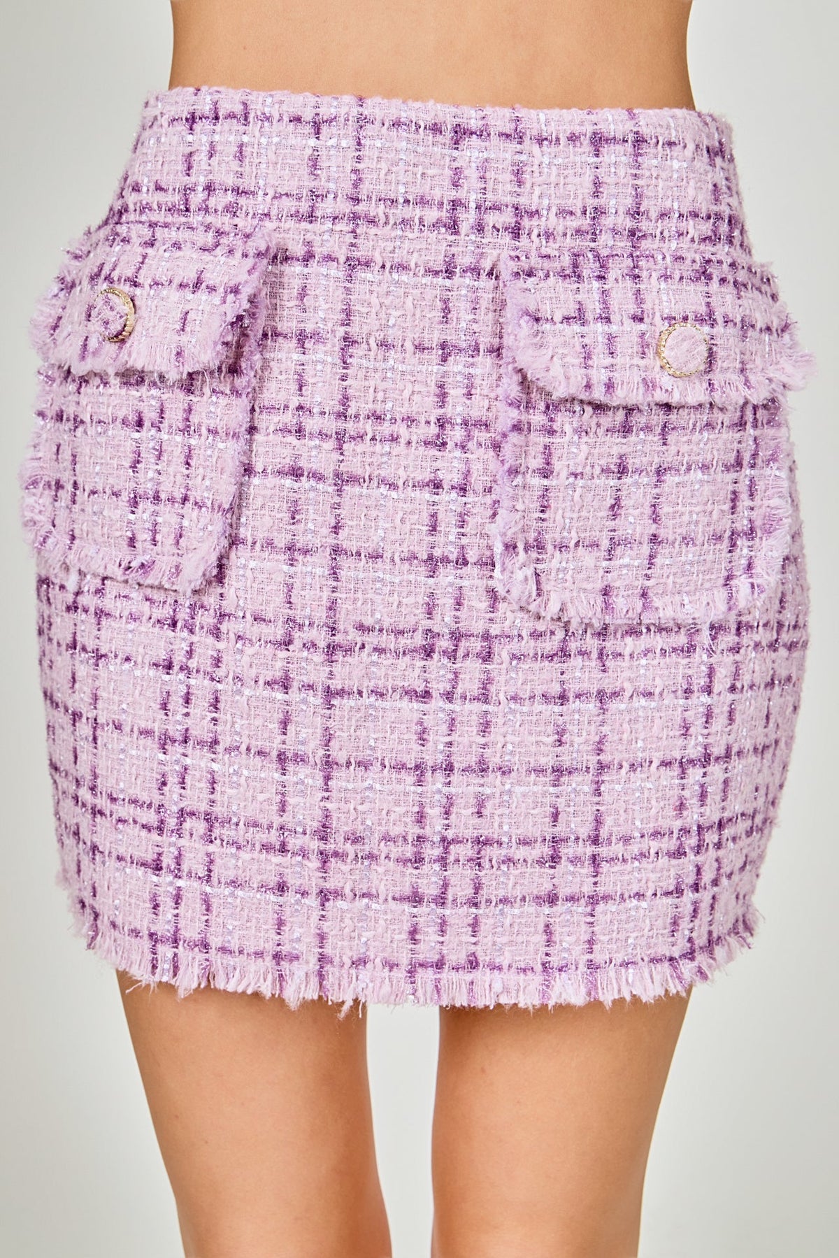 ENDLESS ROSE - Tonal Boucle Tweed Skirt - SKIRTS available at Objectrare
