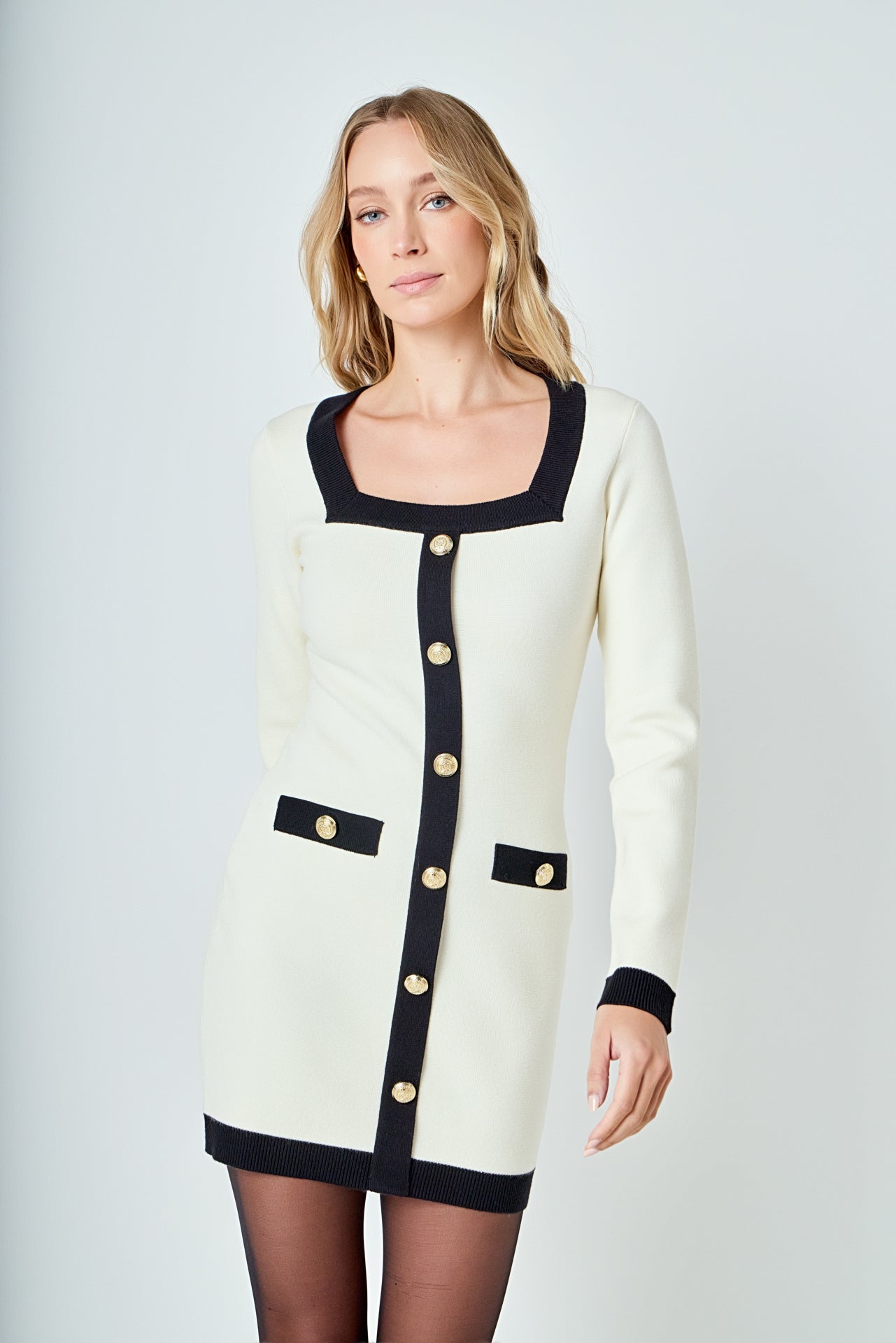 ENDLESS ROSE - Long-Sleeve Knit Mini Dress - DRESSES available at Objectrare