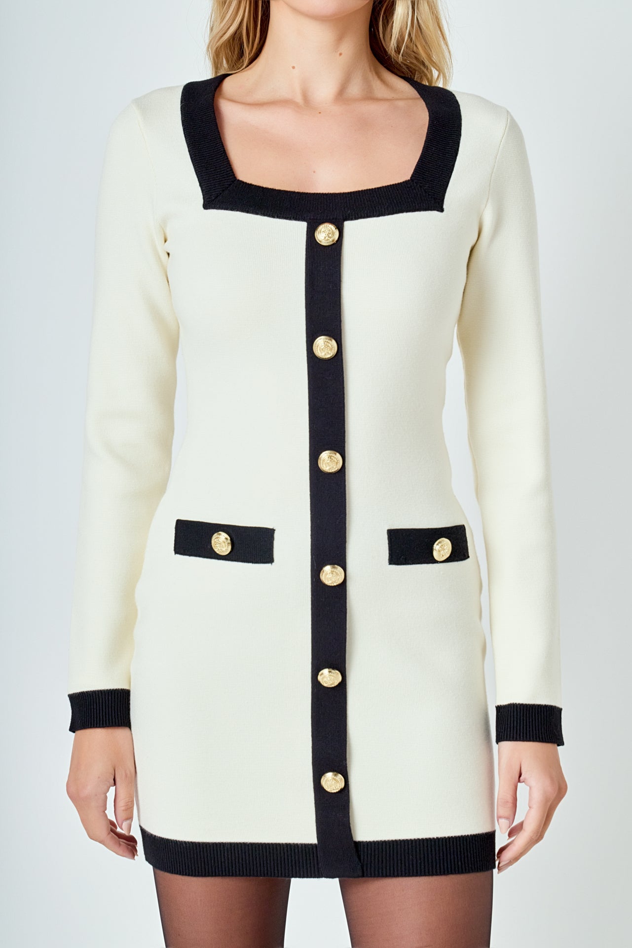 ENDLESS ROSE - Long-Sleeve Knit Mini Dress - DRESSES available at Objectrare