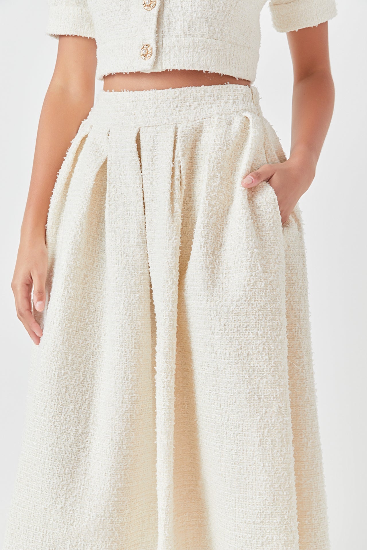 ENDLESS ROSE - Tweed Maxi Skirt - SKIRTS available at Objectrare