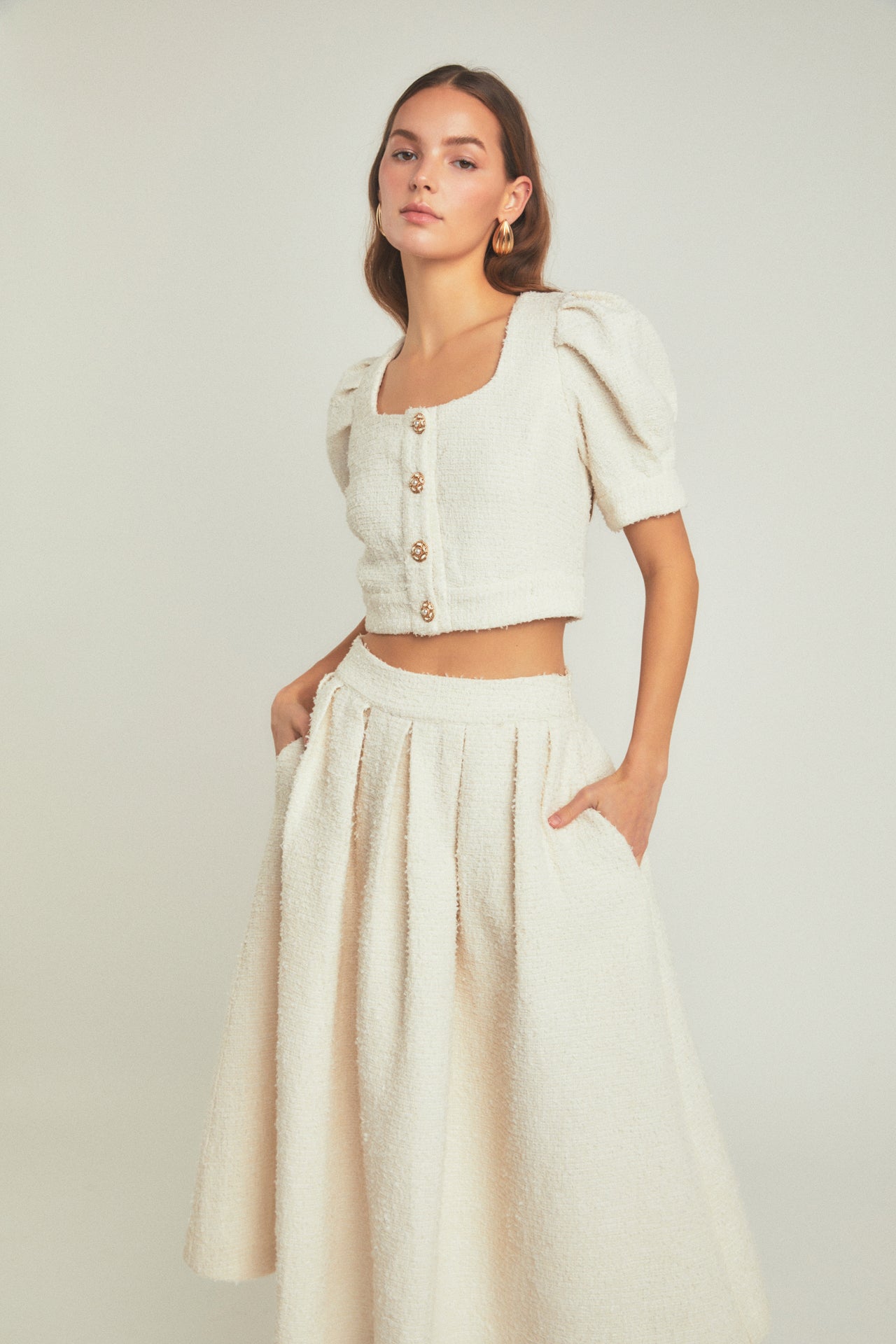 ENDLESS ROSE - Premium Tweed Maxi Skirt - SKIRTS available at Objectrare