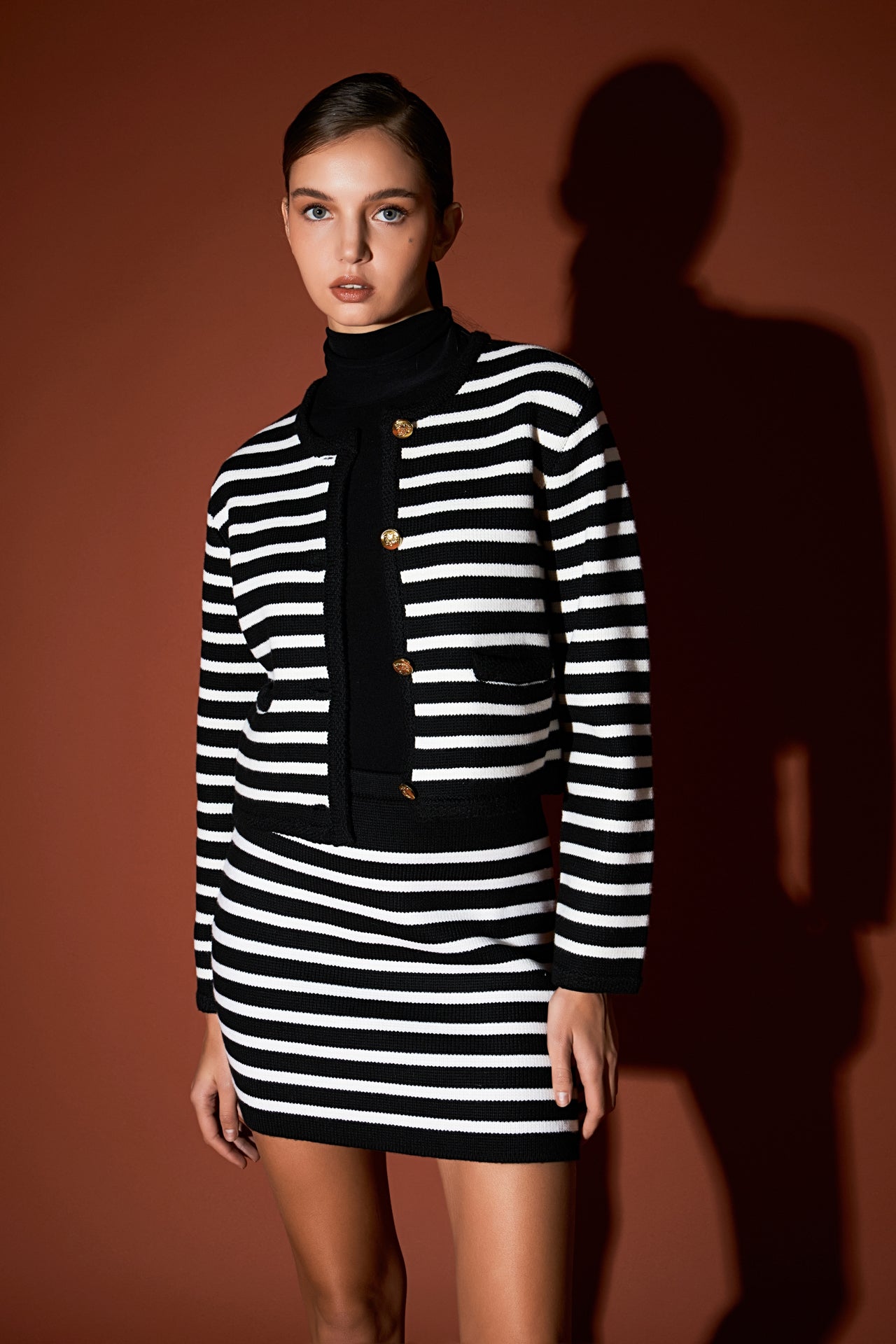 ENGLISH FACTORY - Knit Striped Mini Skirt - SKIRTS available at Objectrare