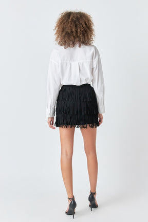 ENDLESS ROSE - Faux Suede Fringe Mini Skirt - SKIRTS available at Objectrare