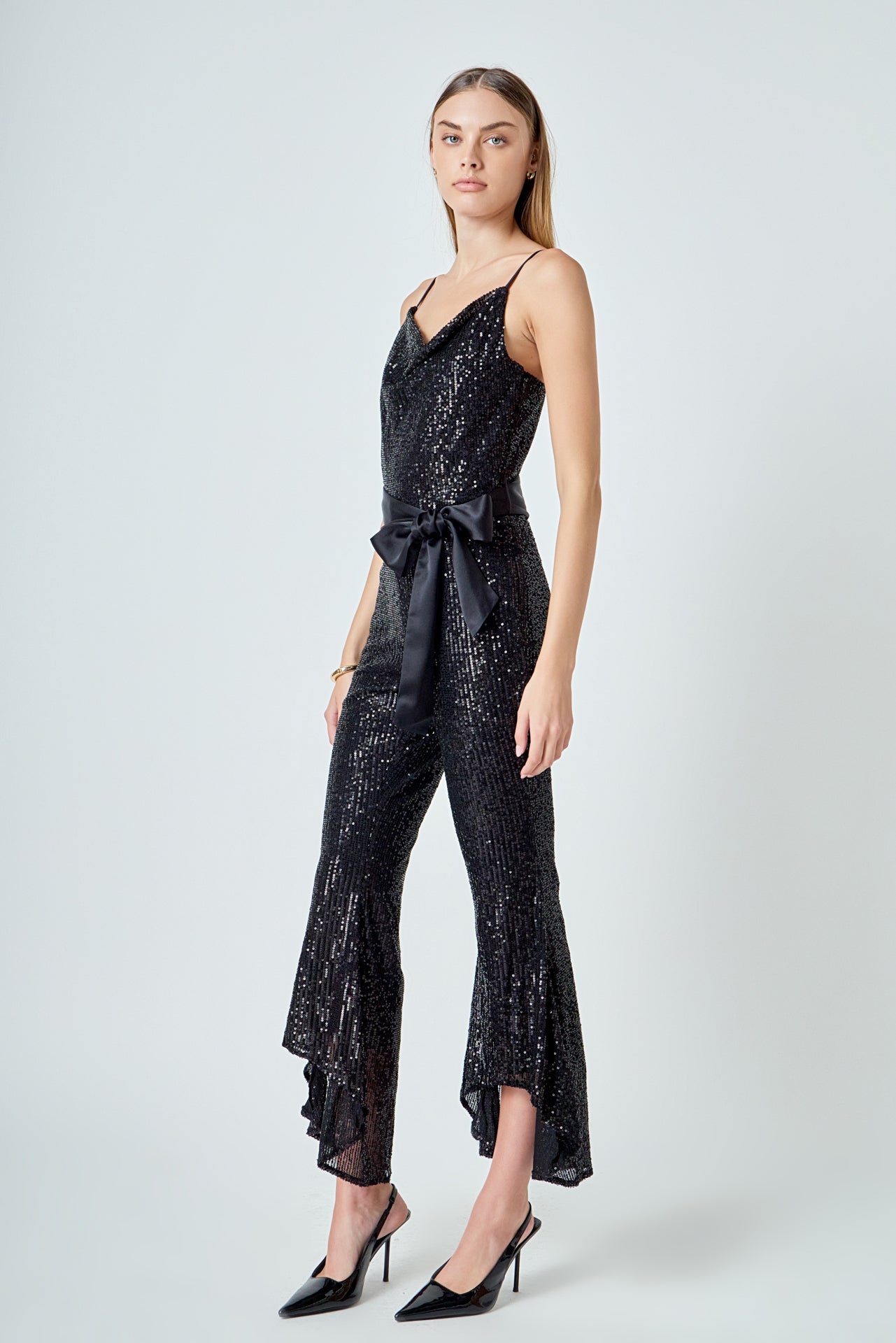 ENDLESS ROSE - Sequin Spaghetti Strap Jumpsuit - JUMPSUITS available at Objectrare