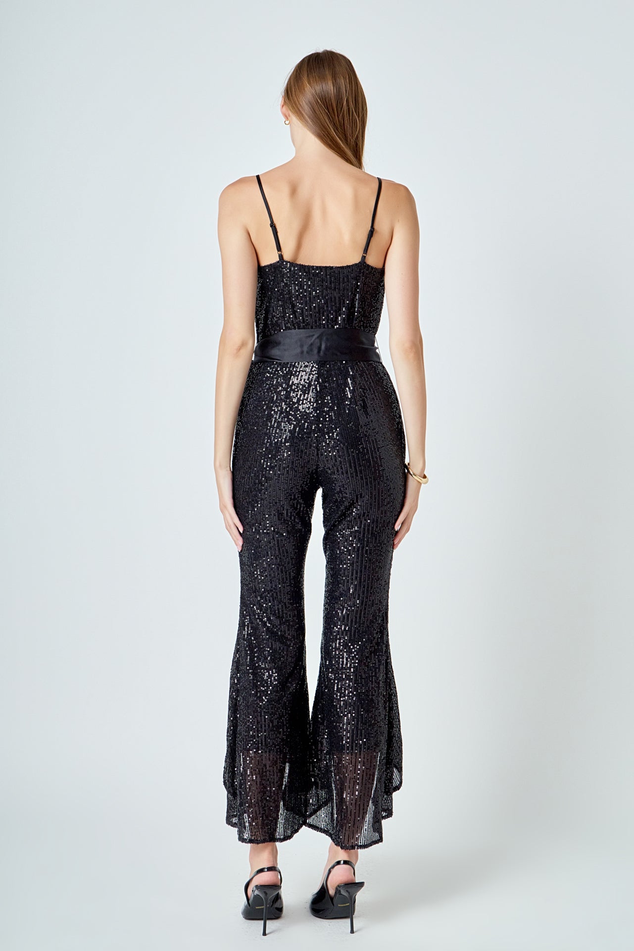 ENDLESS ROSE - Sequin Spaghetti Strap Jumpsuit - JUMPSUITS available at Objectrare