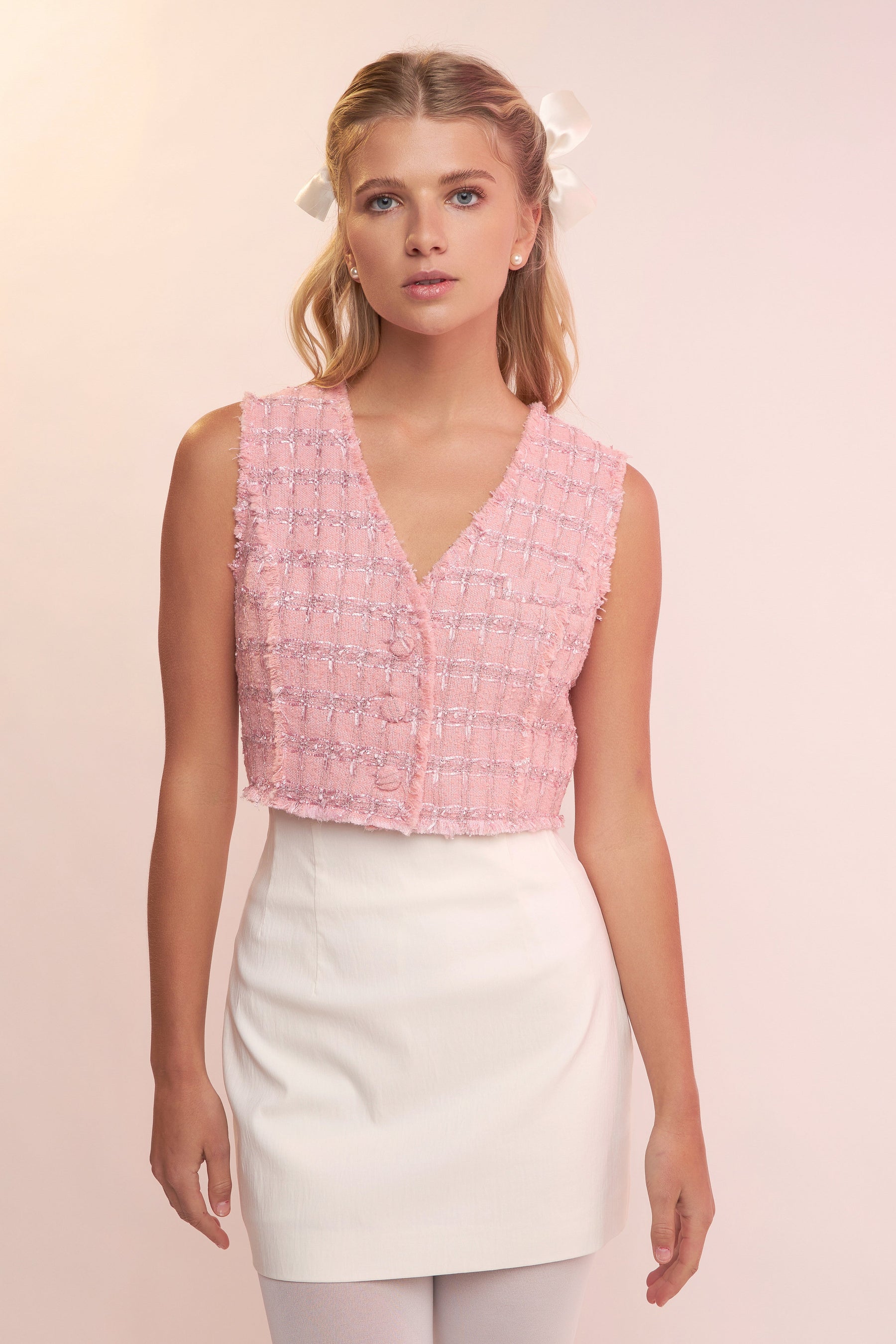 ENGLISH FACTORY - Cropped Tweed Vest - TOPS available at Objectrare