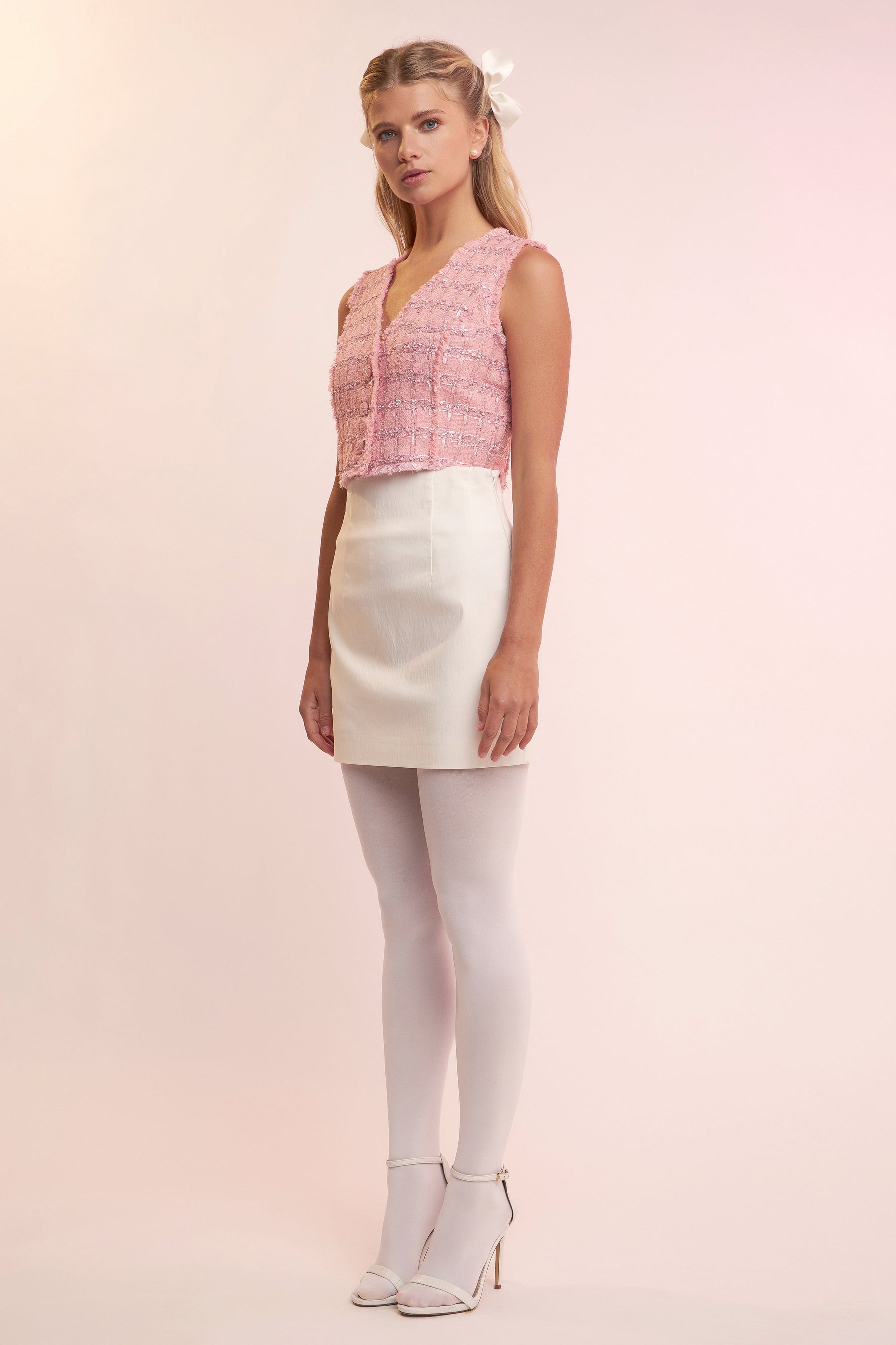 ENGLISH FACTORY - Cropped Tweed Vest - TOPS available at Objectrare