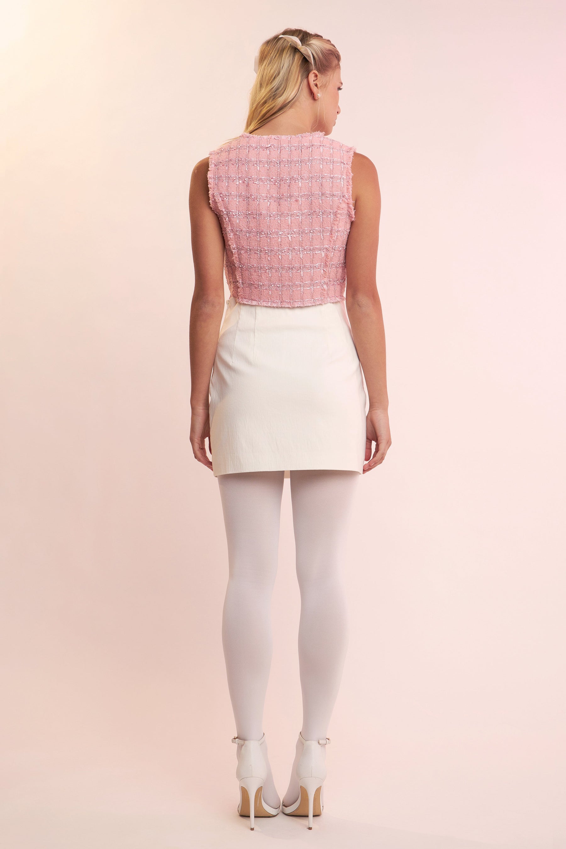 ENGLISH FACTORY - Cropped Tweed Vest - TOPS available at Objectrare