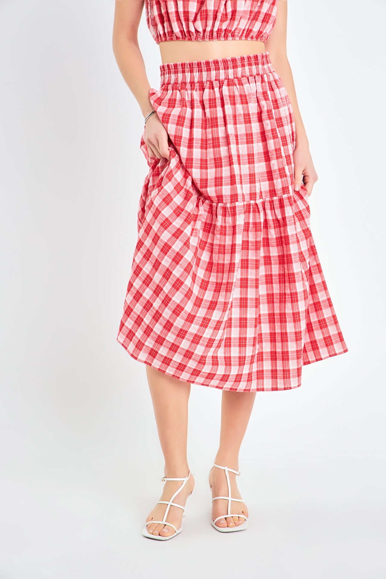 ENGLISH FACTORY - Gingham Midi Skirt - SKIRTS available at Objectrare