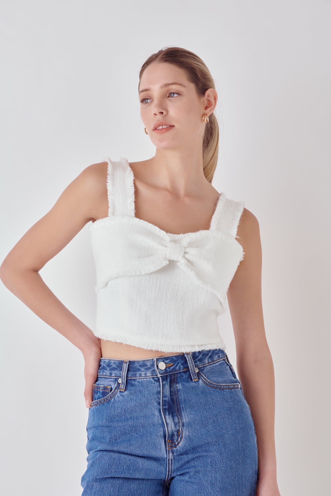 ENDLESS ROSE - Tweed Bow Tie Top - TOPS available at Objectrare