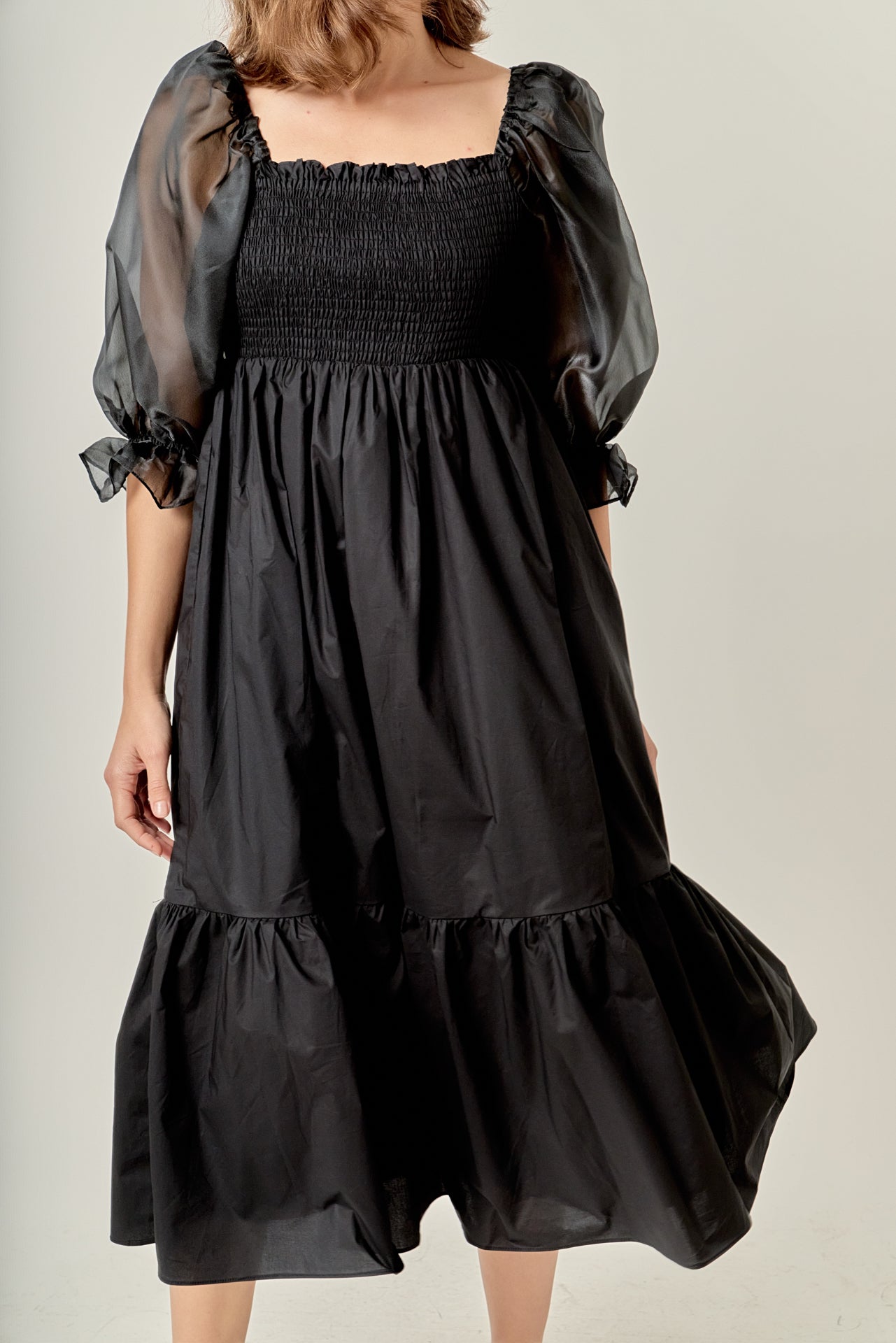 ENGLISH FACTORY - Mixed Media Square Neck Maxi Dress - DRESSES available at Objectrare