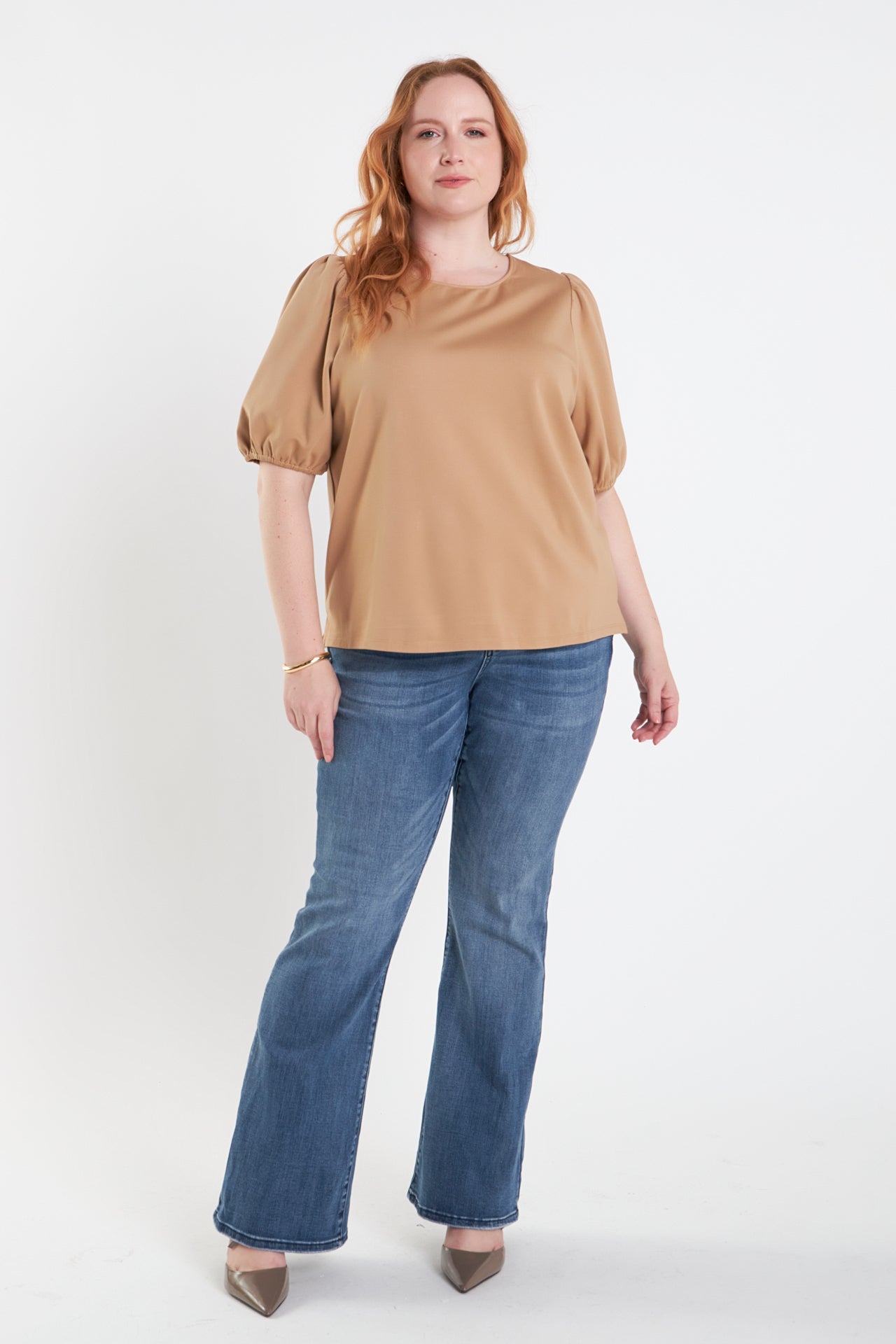 ENGLISH FACTORY - Plus Size Puff Sleeve Top - TOPS available at Objectrare