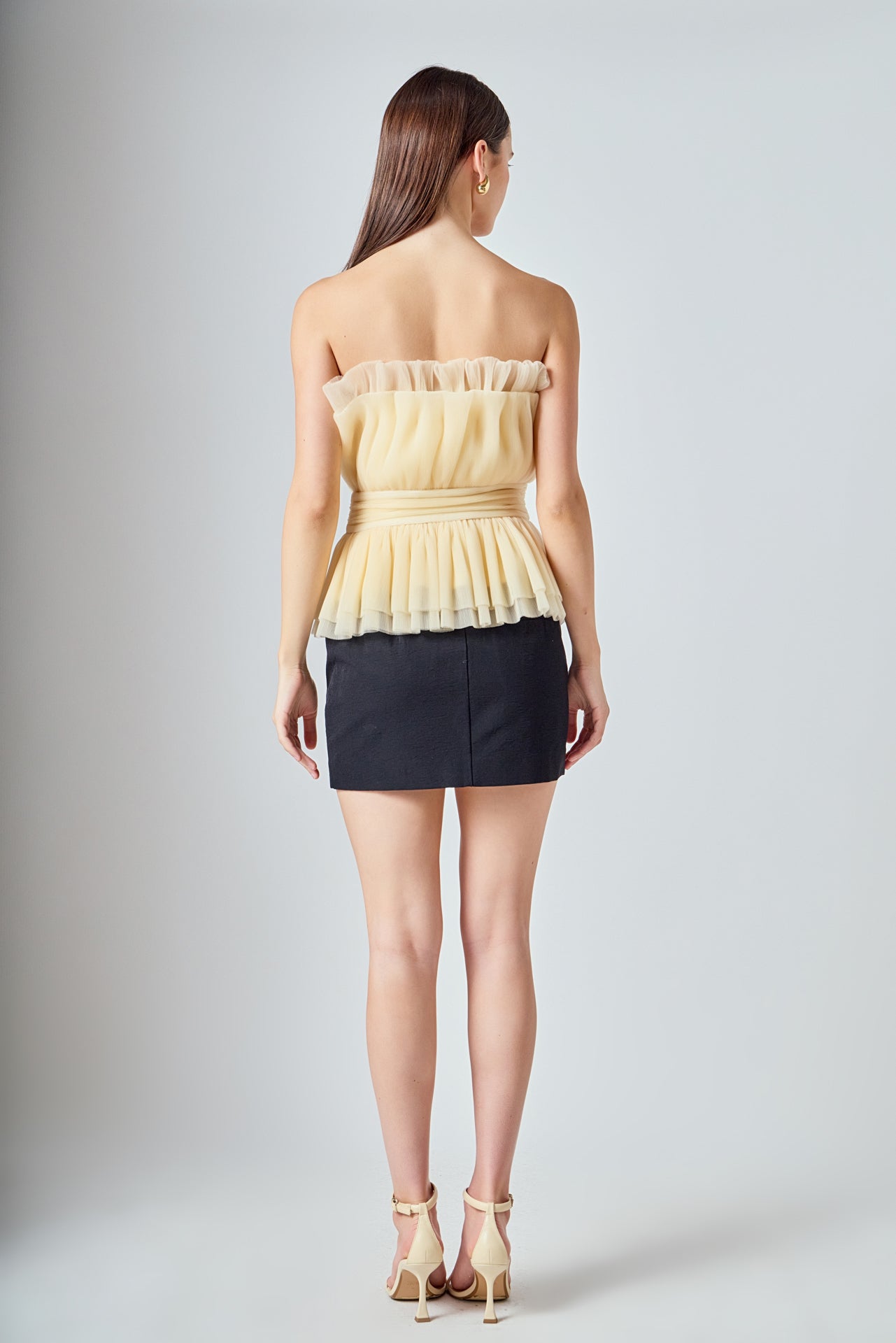 ENDLESS ROSE - Strapless Tulle Banded Top - TOPS available at Objectrare