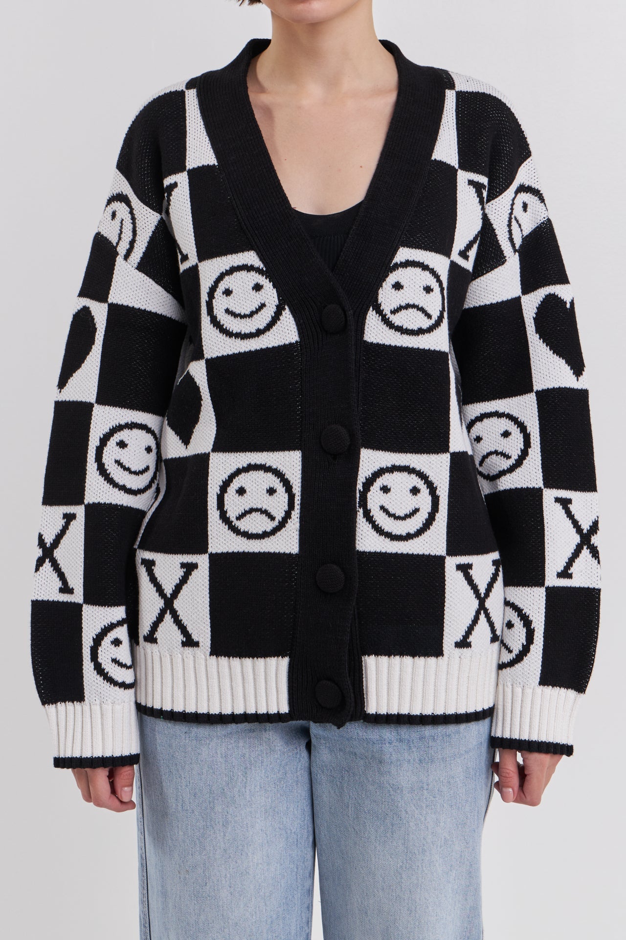 GREY LAB - XOXO Smiley Face Cardigan - CARDIGANS available at Objectrare