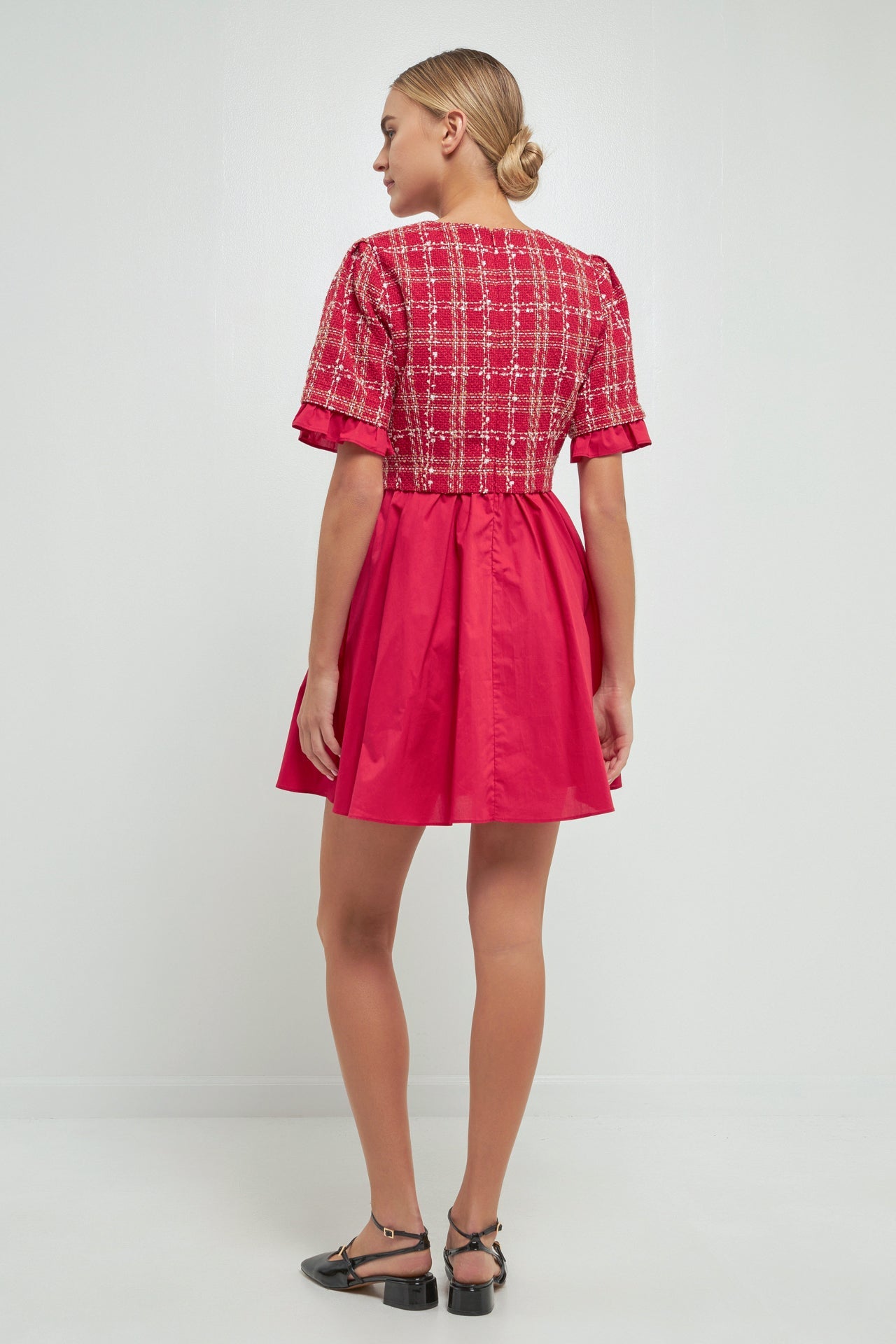 ENGLISH FACTORY - Mixed Media Tweed Mini Dress - DRESSES available at Objectrare