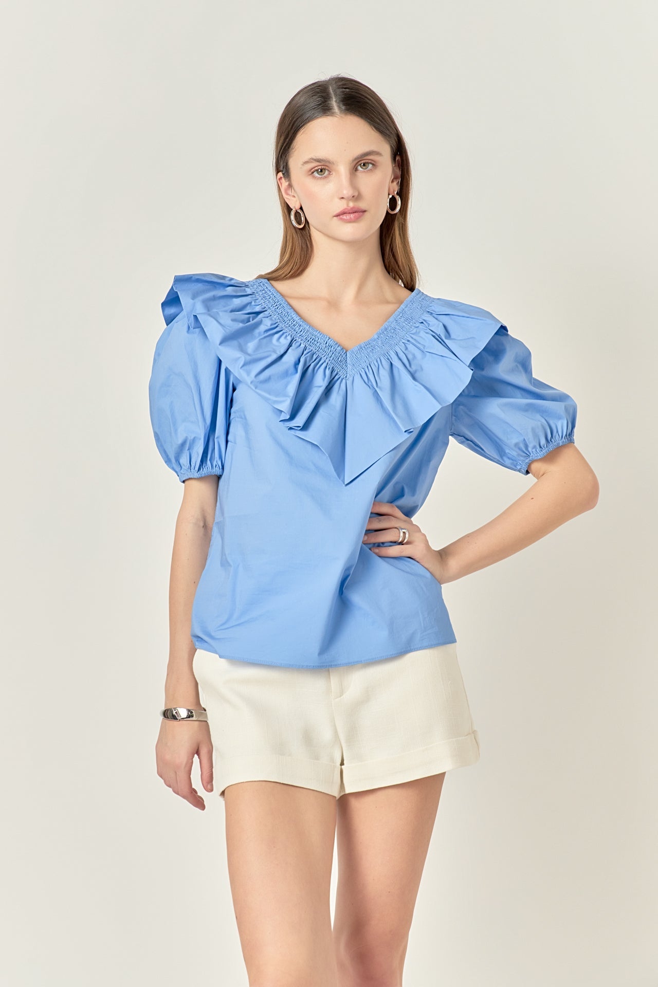 ENGLISH FACTORY - Ruffle Puff Sleeve Top - TOPS available at Objectrare