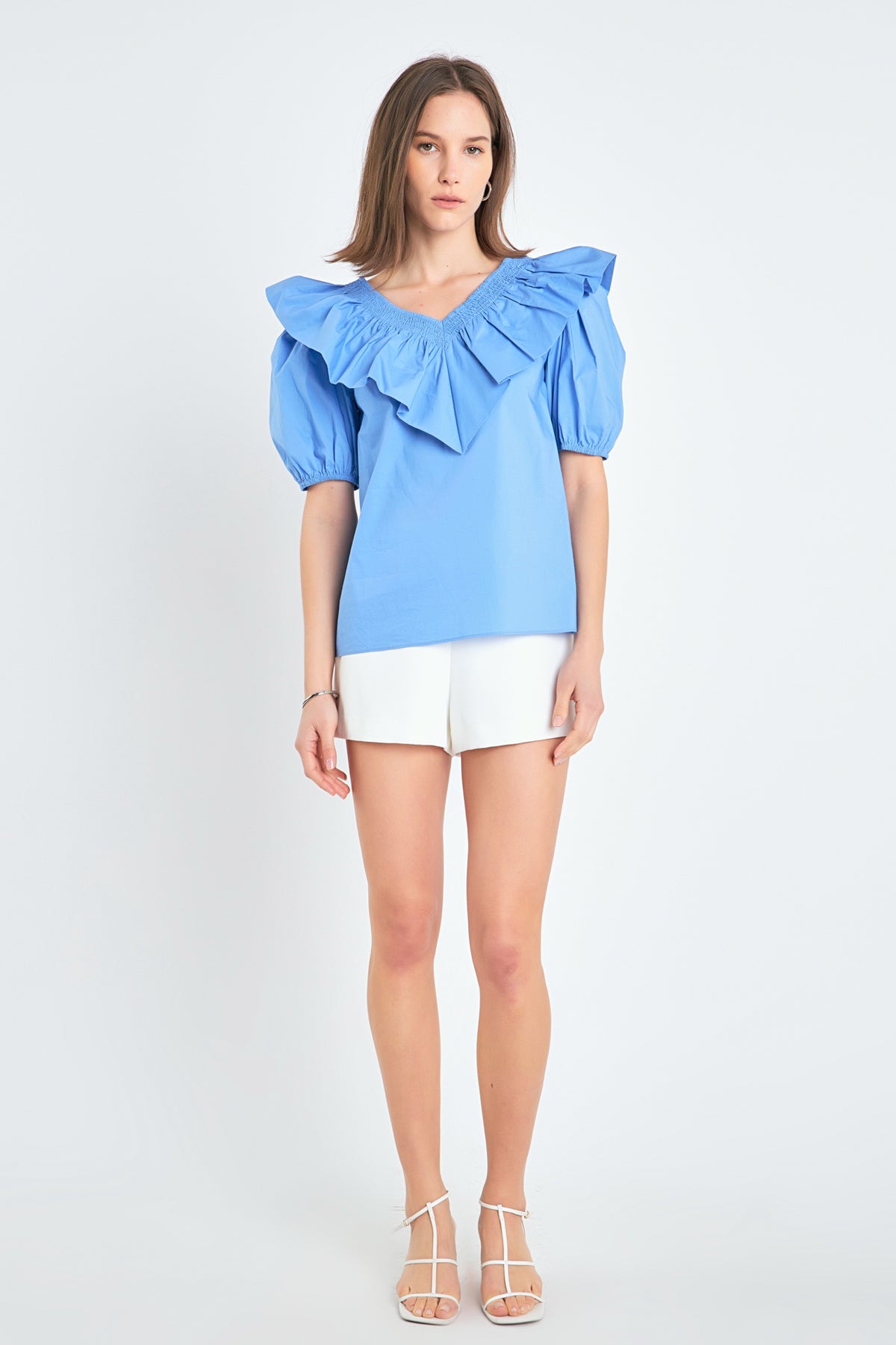 ENGLISH FACTORY - Ruffle Puff Sleeve Top - TOPS available at Objectrare