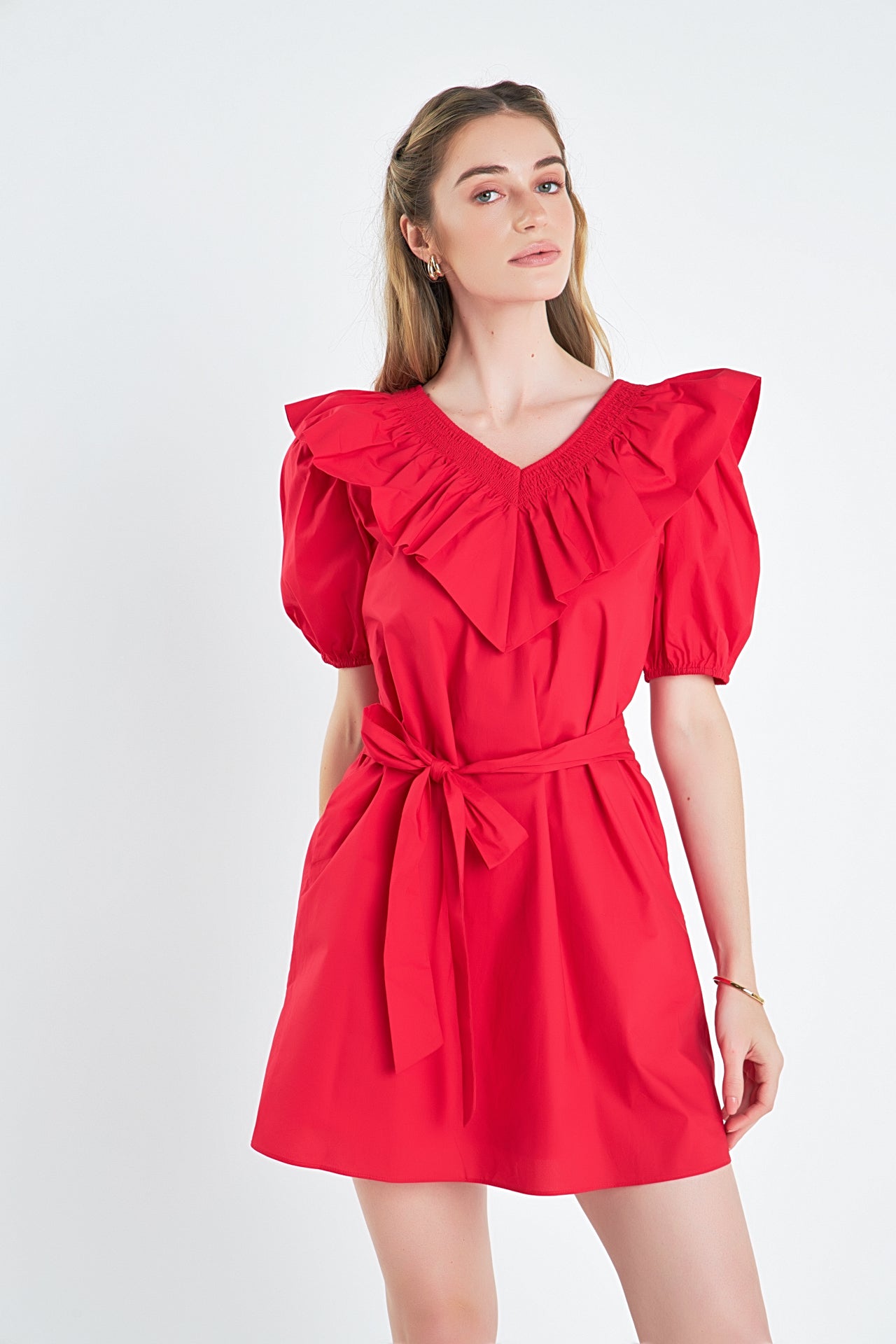 ENGLISH FACTORY - Smocked Ruffled Mini Dress - DRESSES available at Objectrare