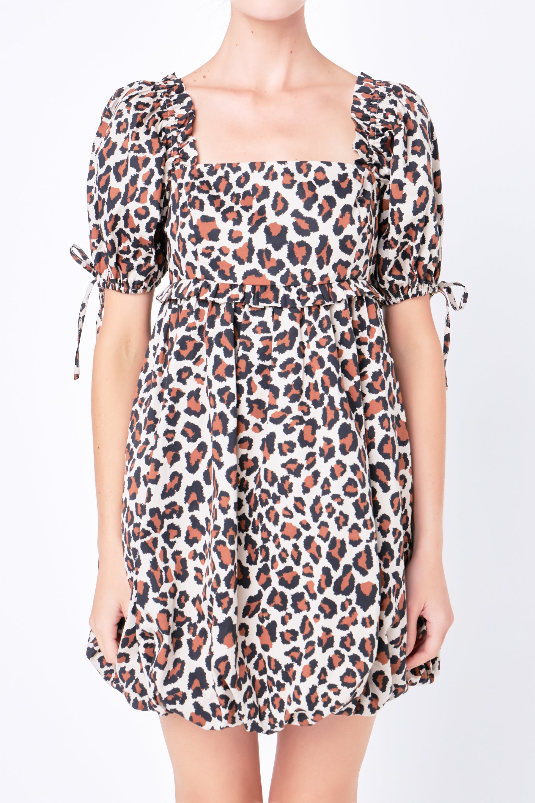 ENGLISH FACTORY - Leopard Printed Bubbled Mini Dress - DRESSES available at Objectrare
