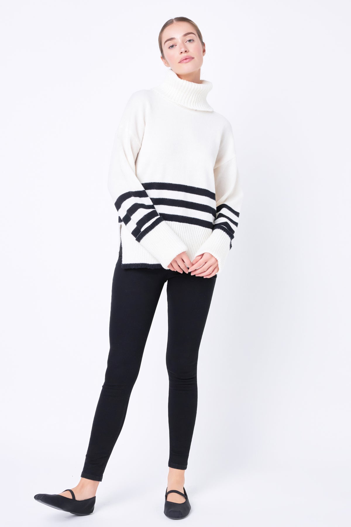FREE THE ROSES - Striped Turtle Neck Sweater - SWEATERS & KNITS available at Objectrare