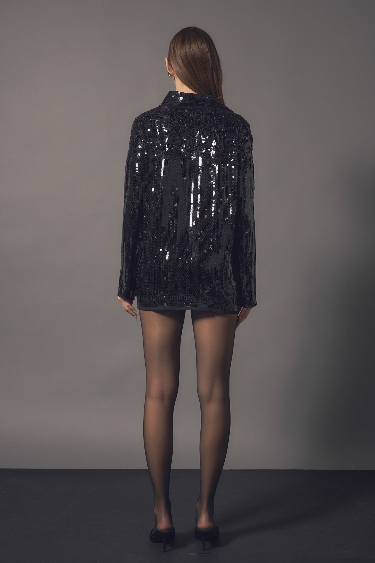 ENDLESS ROSE - Sequins Dress Shirt - TOPS available at Objectrare