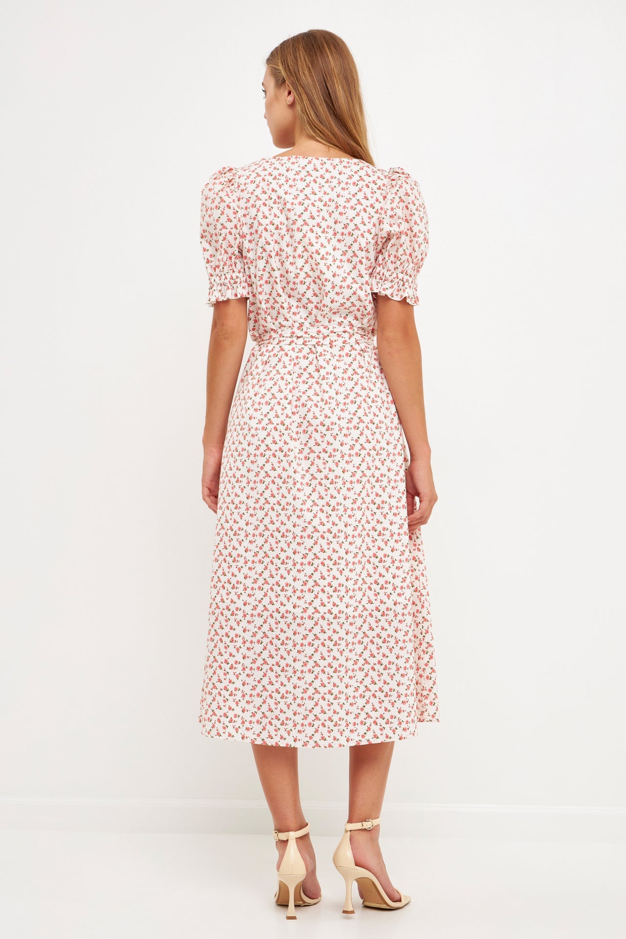 ENGLISH FACTORY - Short Puff Sleeve Floral Midi Dress - DRESSES available at Objectrare