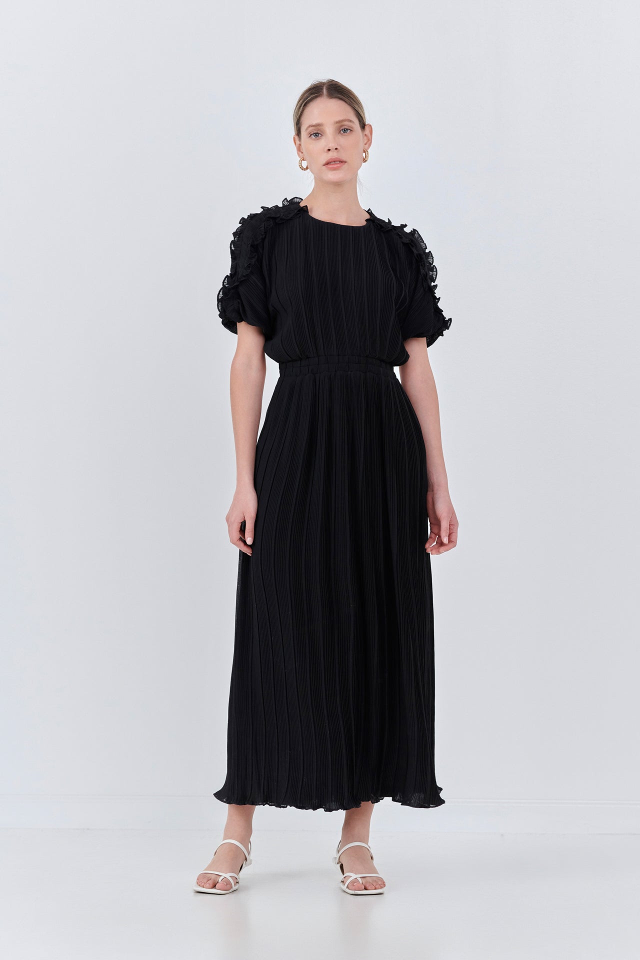 ENDLESS ROSE - Chiffon Plisse Back Cutout Maxi Dress - DRESSES available at Objectrare