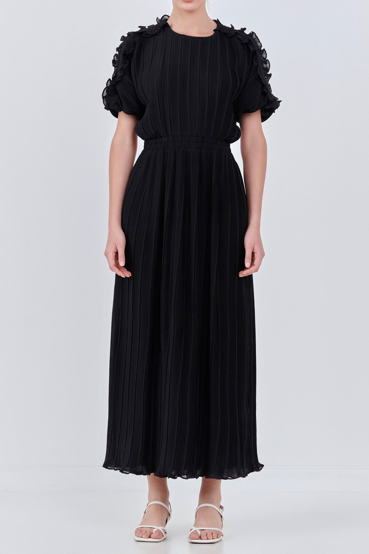 ENDLESS ROSE - Chiffon Plisse Back Cutout Maxi Dress - DRESSES available at Objectrare