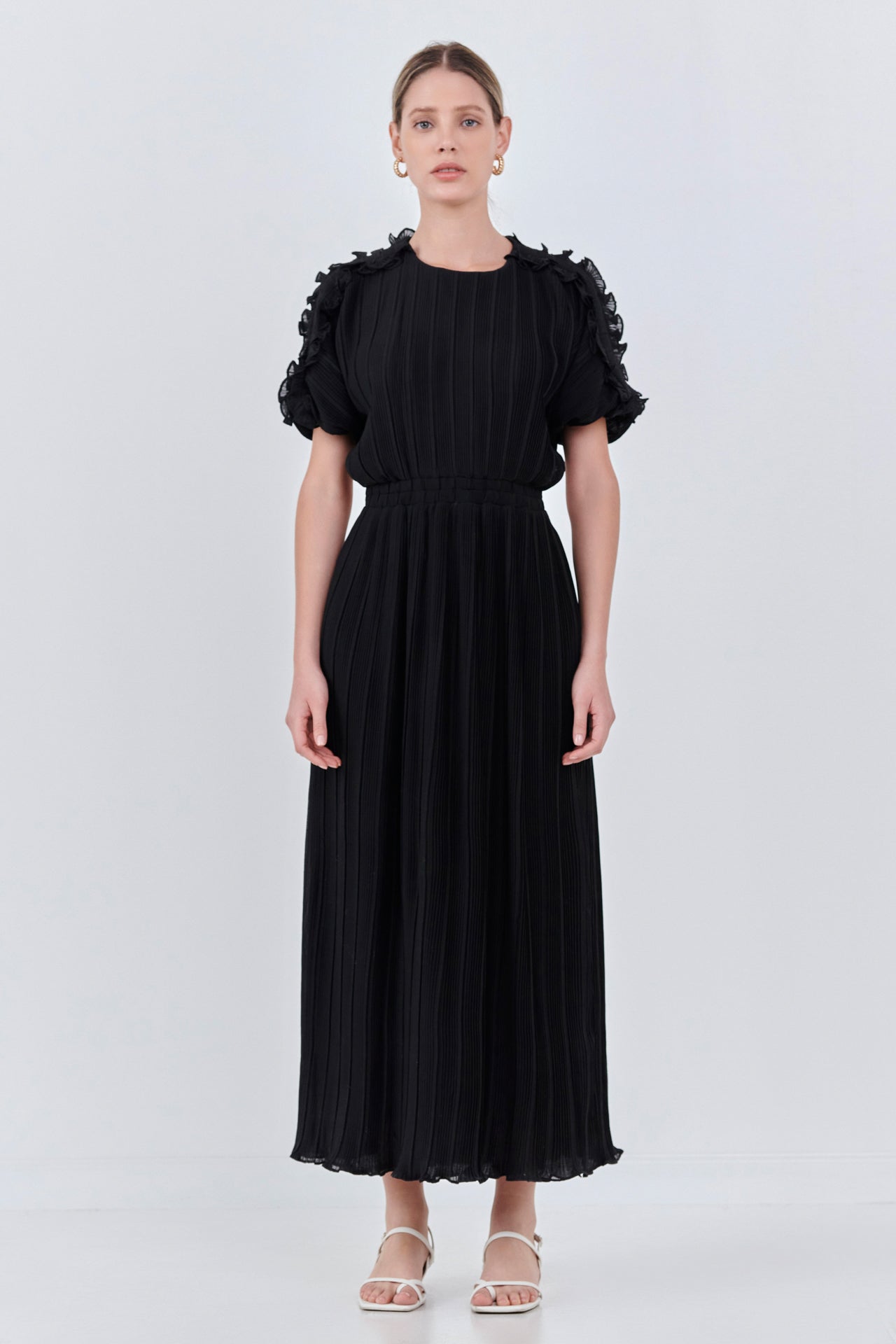 ENDLESS ROSE - Chiffon Plisse Back Cutout Maxi Dress - DRESSES available at Objectrare