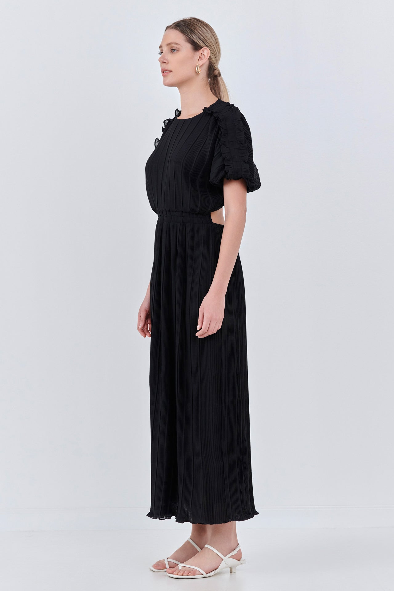 ENDLESS ROSE - Chiffon Plisse Back Cutout Maxi Dress - DRESSES available at Objectrare