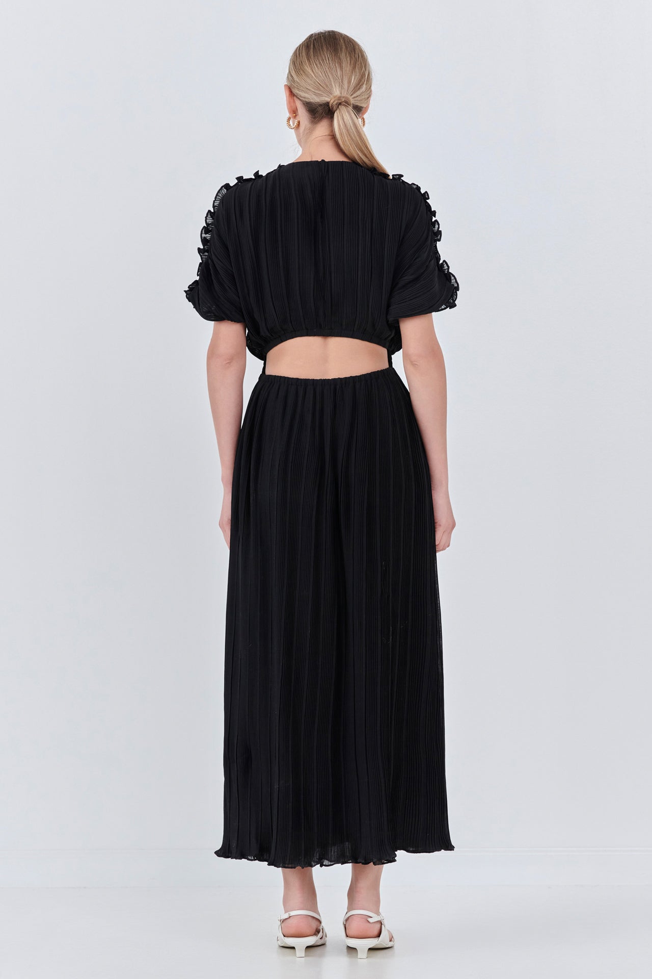 ENDLESS ROSE - Chiffon Plisse Back Cutout Maxi Dress - DRESSES available at Objectrare