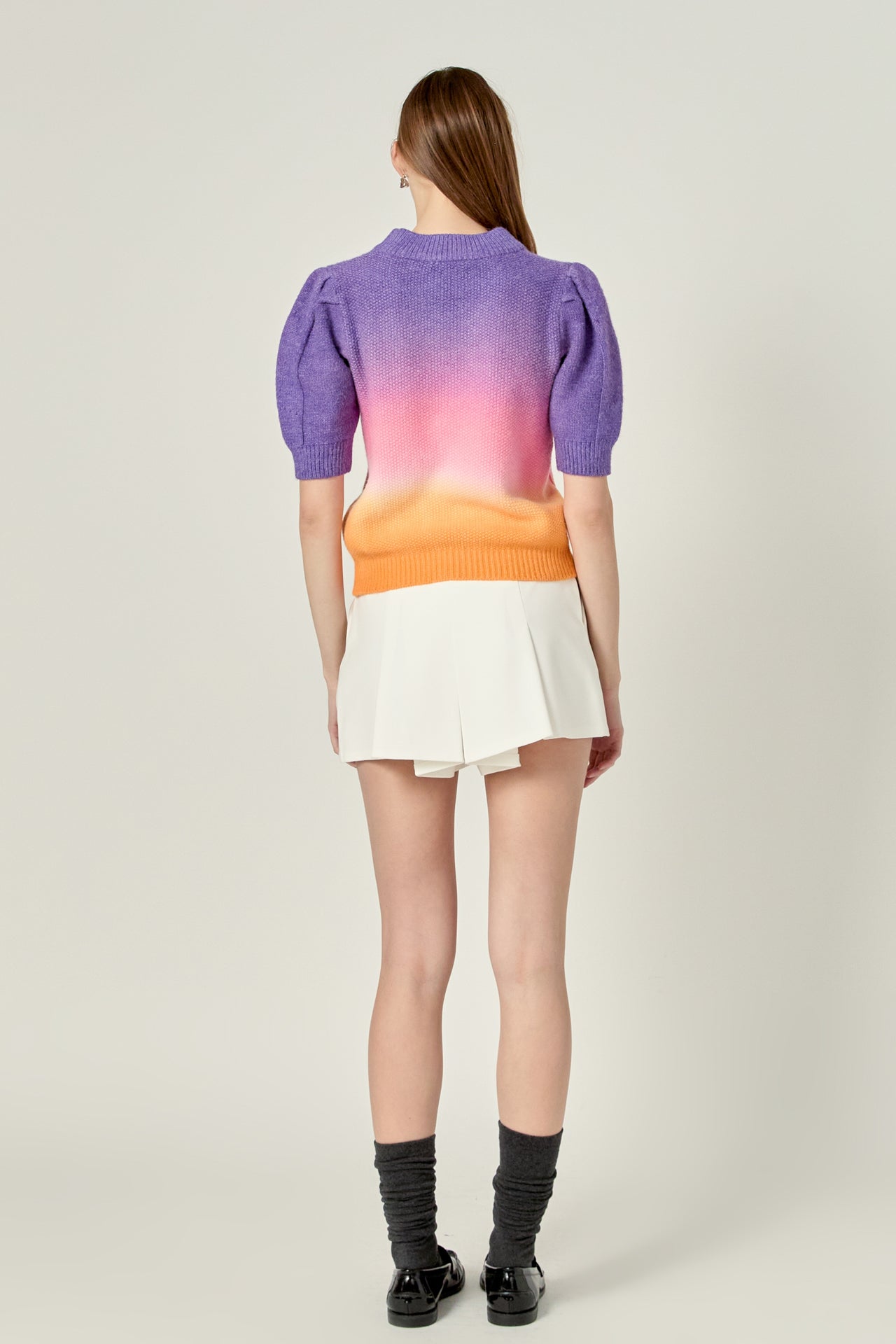 ENGLISH FACTORY - Puff Sleeve Ombre Sweater Top - TOPS available at Objectrare
