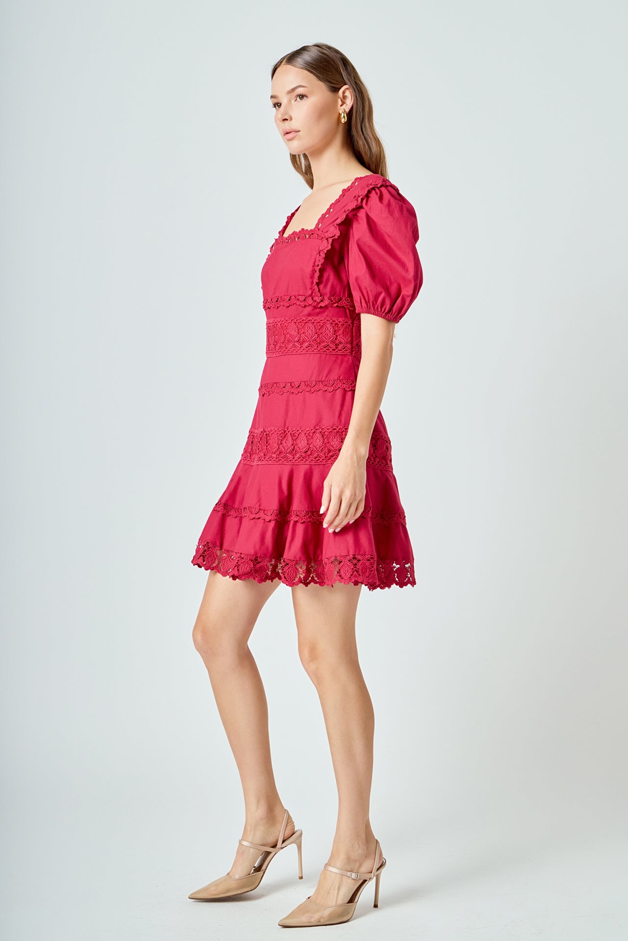ENDLESS ROSE - Lace Fit-and-Flare Mini Dress - DRESSES available at Objectrare