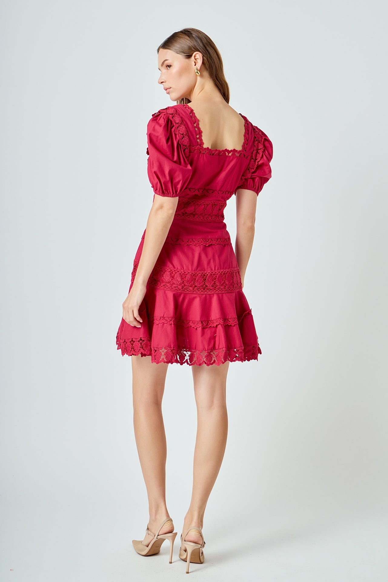 ENDLESS ROSE - Lace Fit-and-Flare Mini Dress - DRESSES available at Objectrare