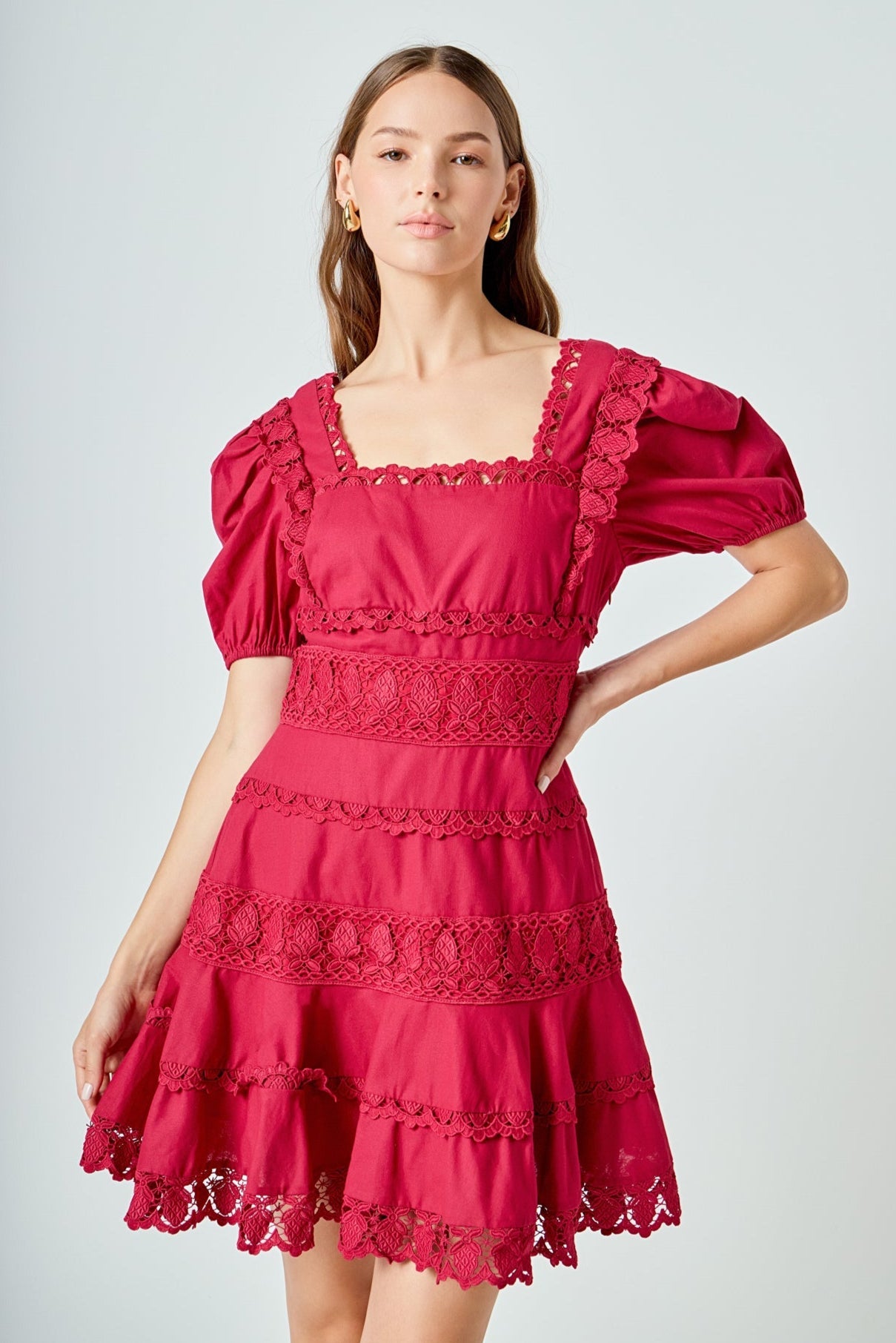 ENDLESS ROSE - Lace Fit-and-Flare Mini Dress - DRESSES available at Objectrare