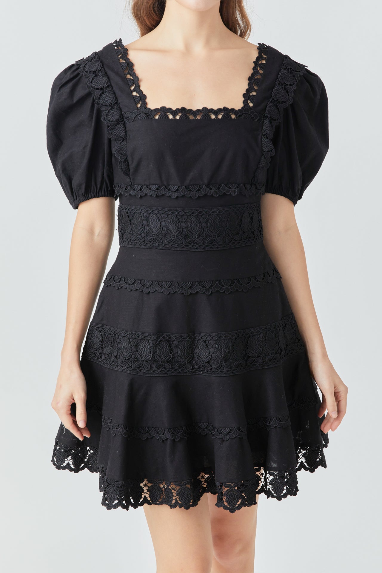 ENDLESS ROSE - Lace Fit-and-Flare Mini Dress - DRESSES available at Objectrare