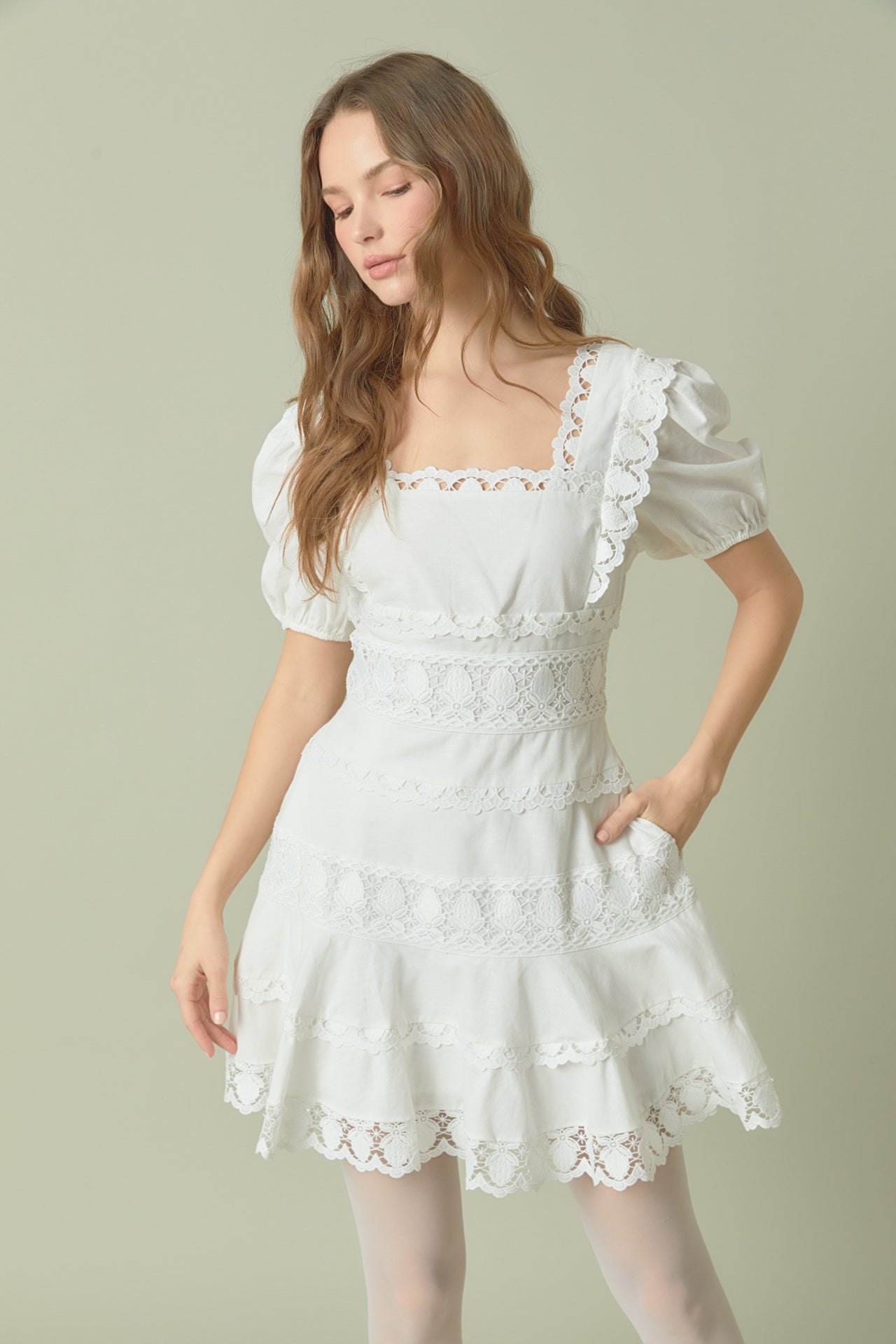 ENDLESS ROSE - Lace Fit-and-Flare Mini Dress - DRESSES available at Objectrare